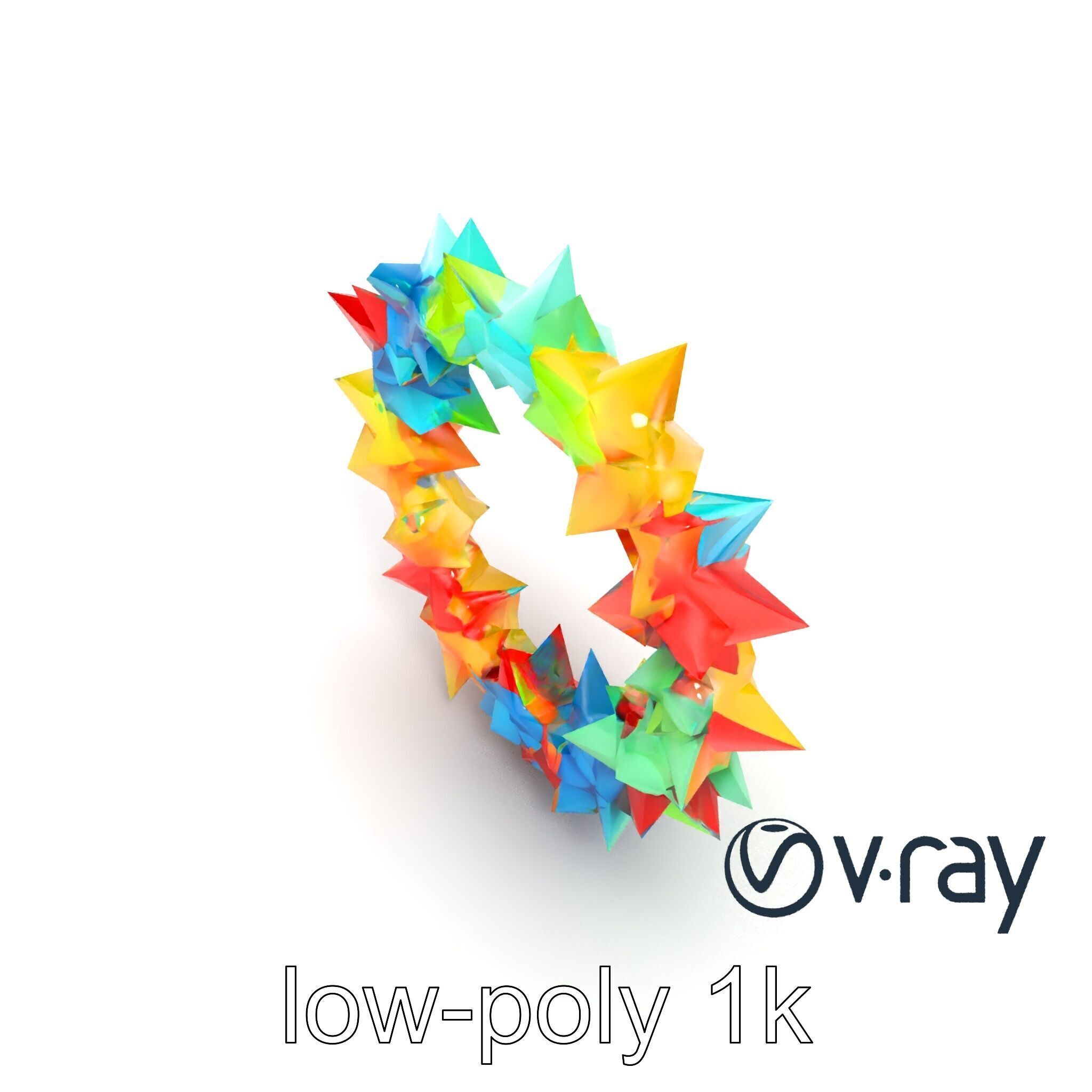 Festive Origami Crane Wreath Model Pack Low-poly 3D model_27
