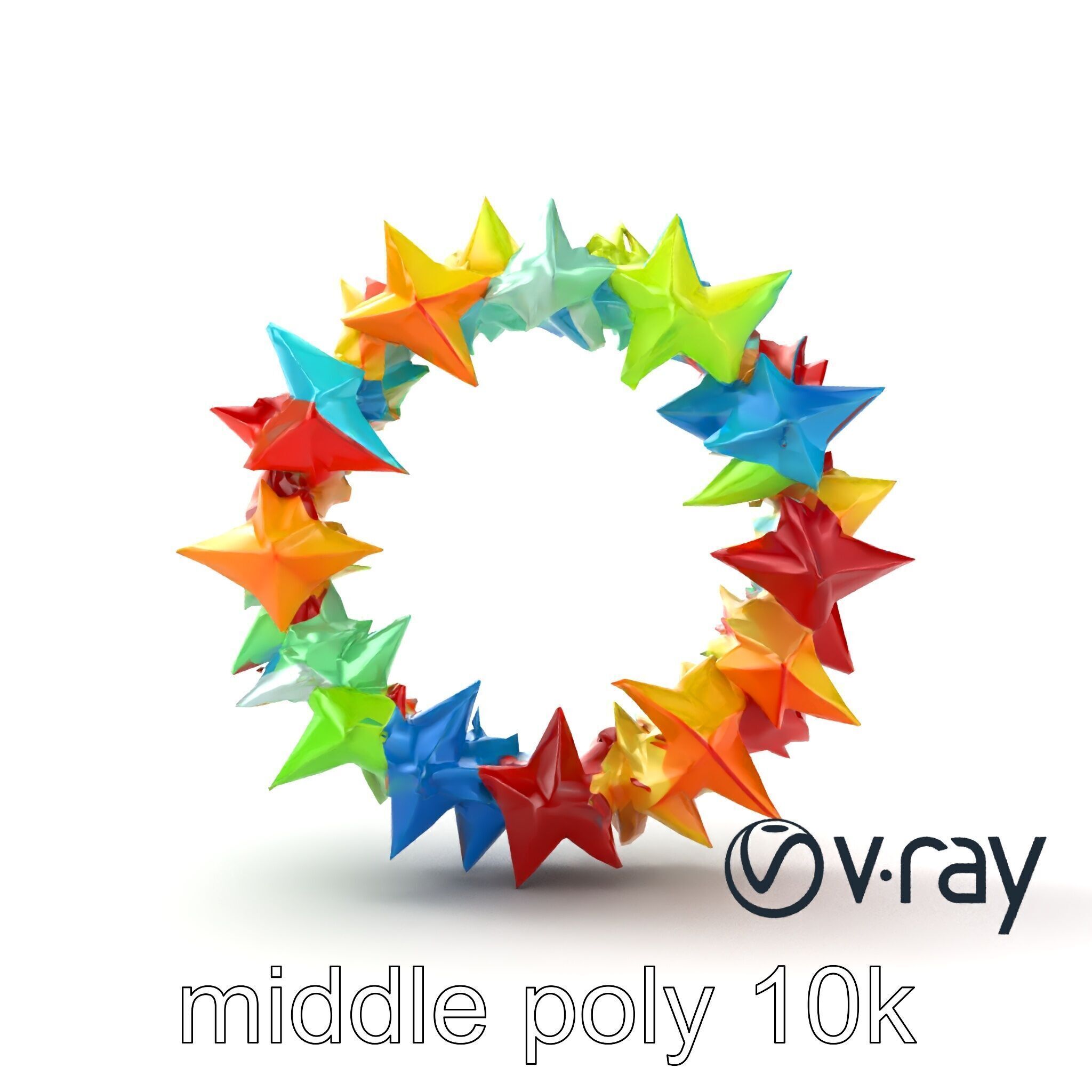 Festive Origami Crane Wreath Model Pack Low-poly 3D model_23
