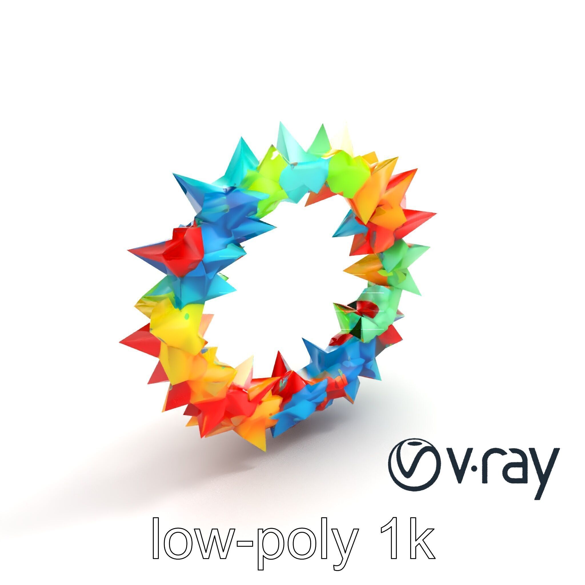 Festive Origami Crane Wreath Model Pack Low-poly 3D model_8