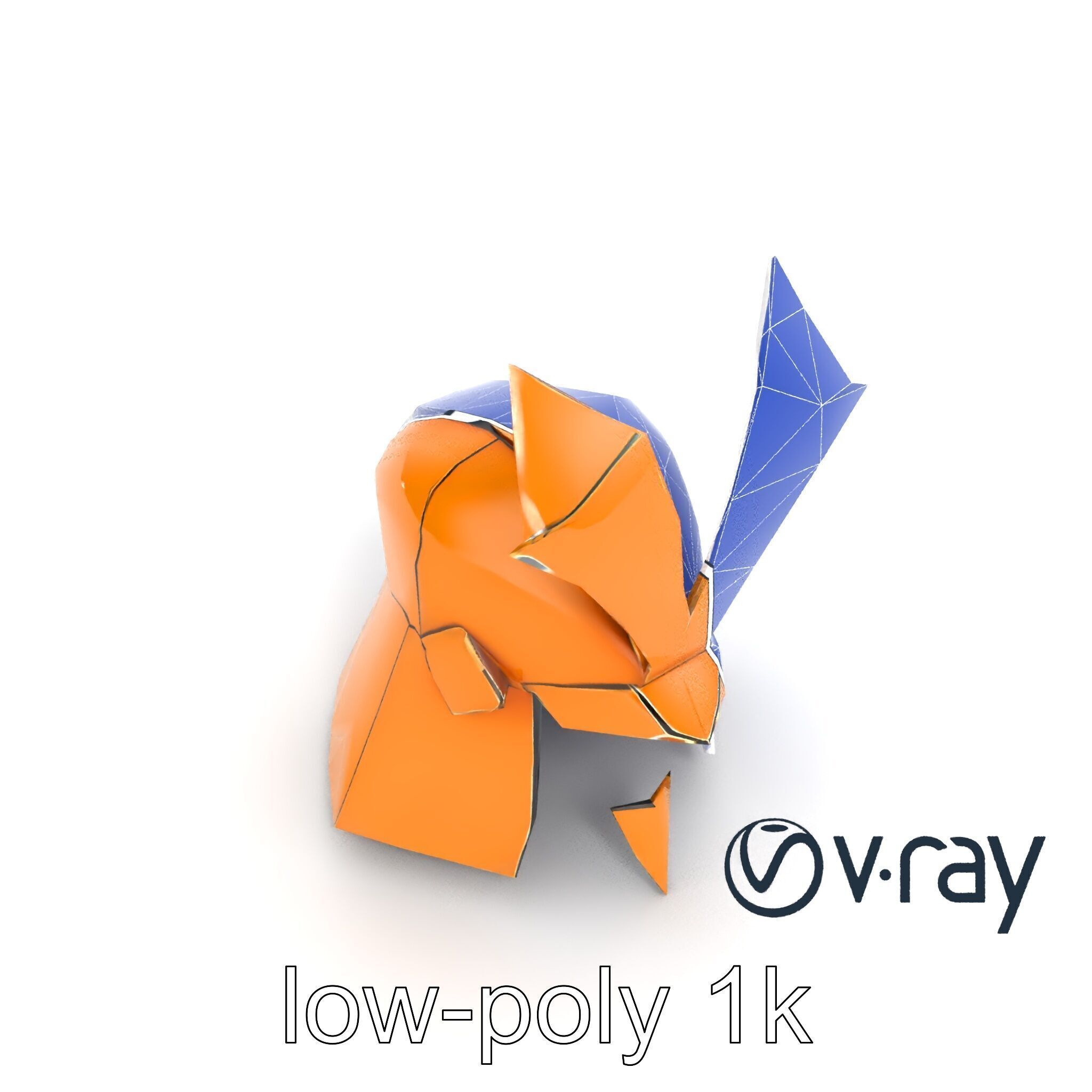 Origami Samurai Helmet Gold and Black model pack Low-poly 3D model_20