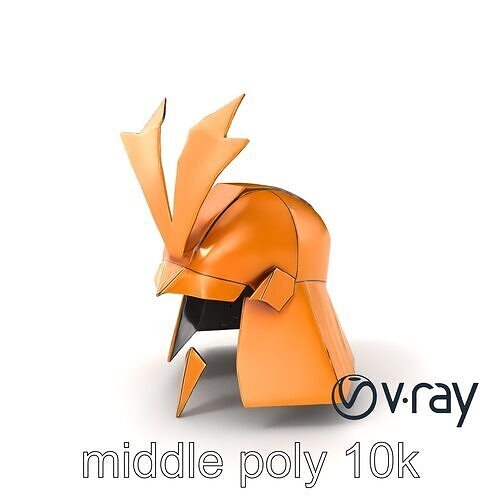 Origami Samurai Helmet Gold and Black model pack Low-poly 3D model