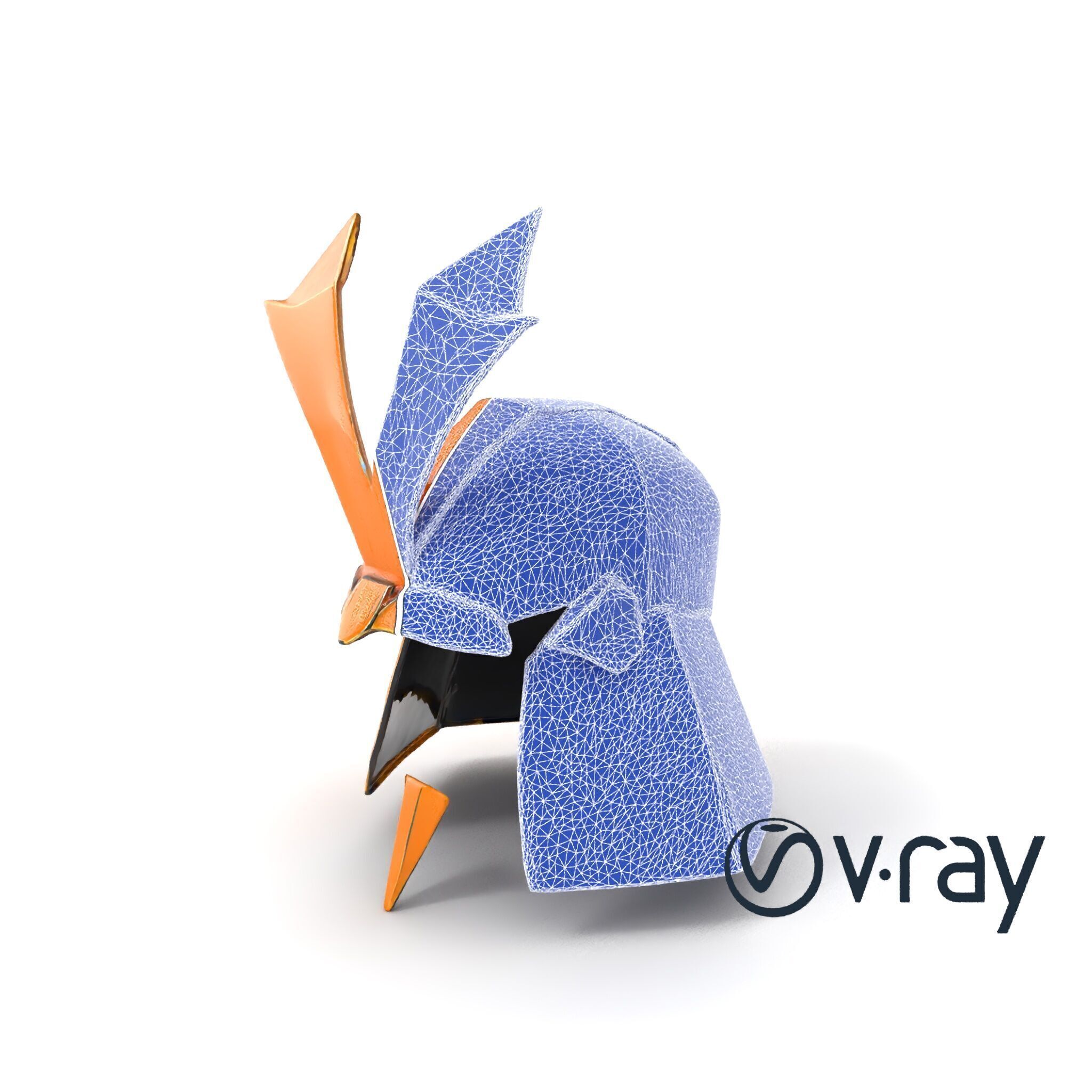 Origami Samurai Helmet Gold and Black model pack Low-poly 3D model_9