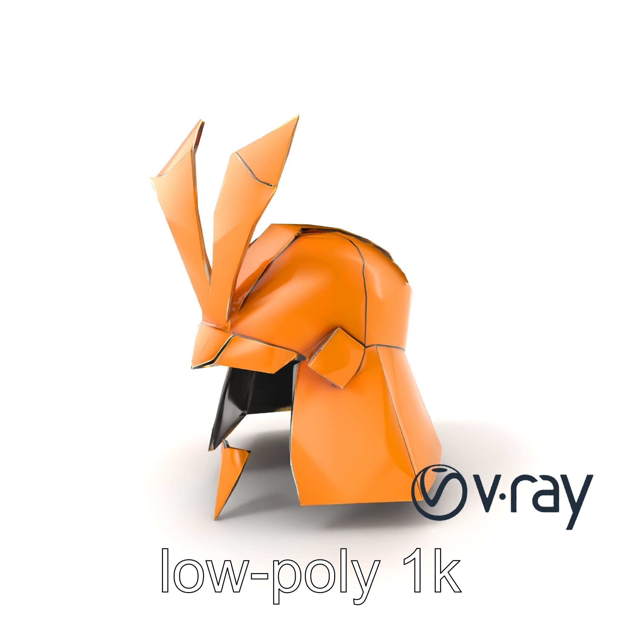 Origami Samurai Helmet Gold and Black model pack Low-poly 3D model_2