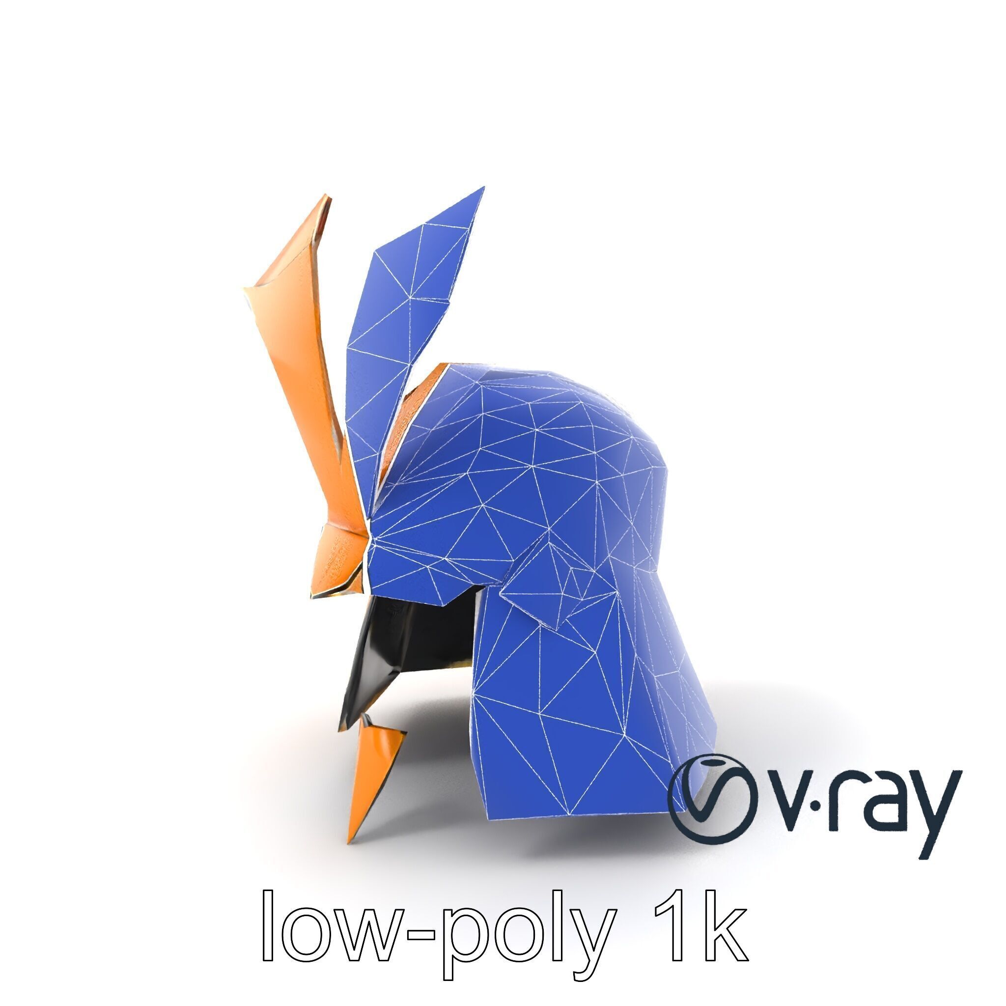 Origami Samurai Helmet Gold and Black model pack Low-poly 3D model_18