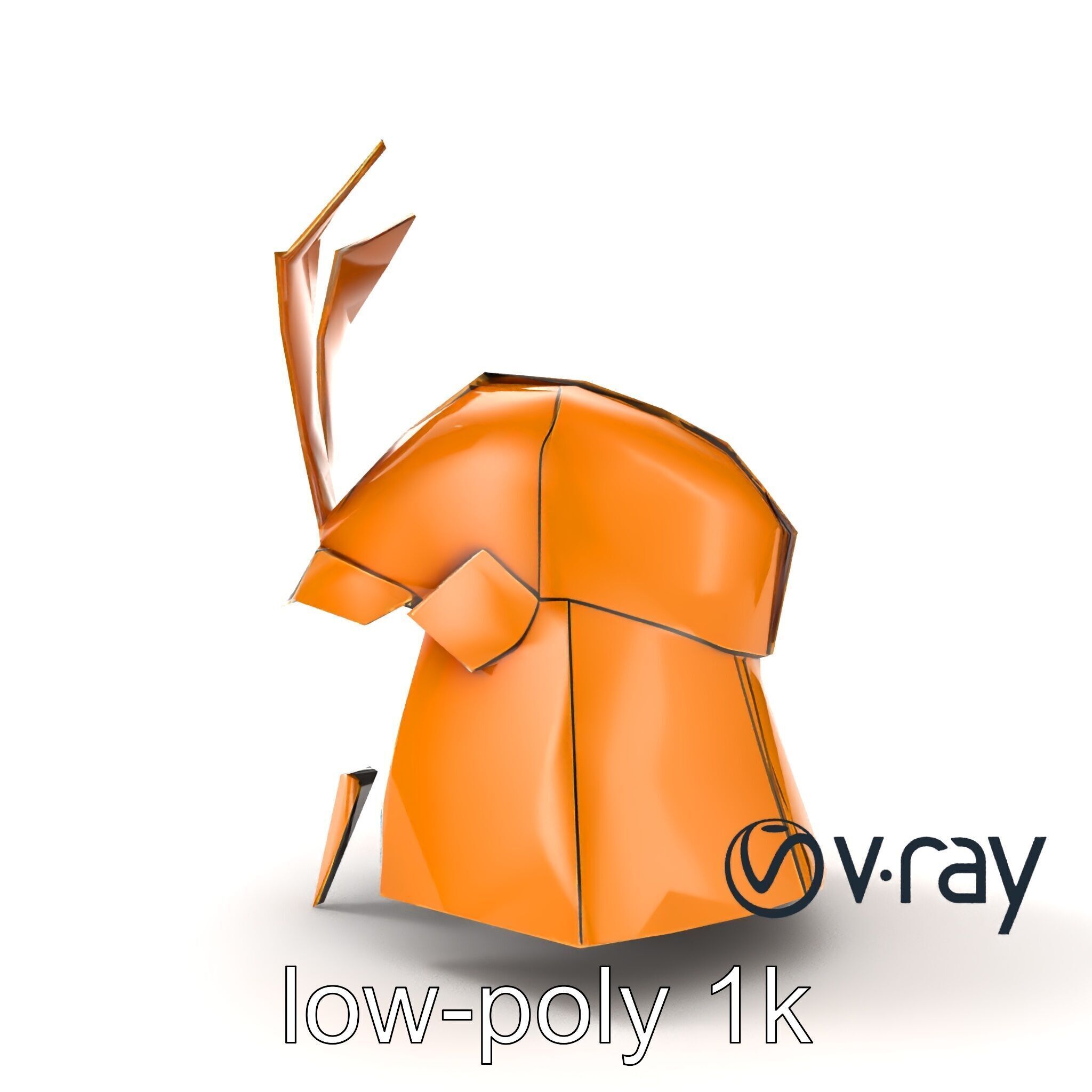 Origami Samurai Helmet Gold and Black model pack Low-poly 3D model_10