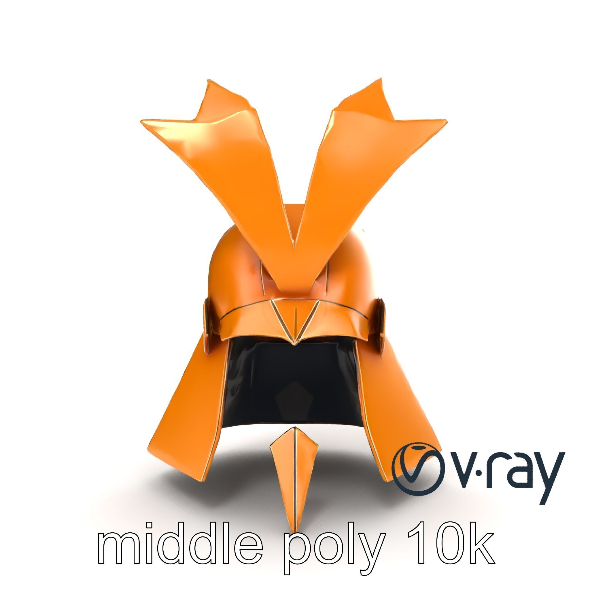 Origami Samurai Helmet Gold and Black model pack Low-poly 3D model_17