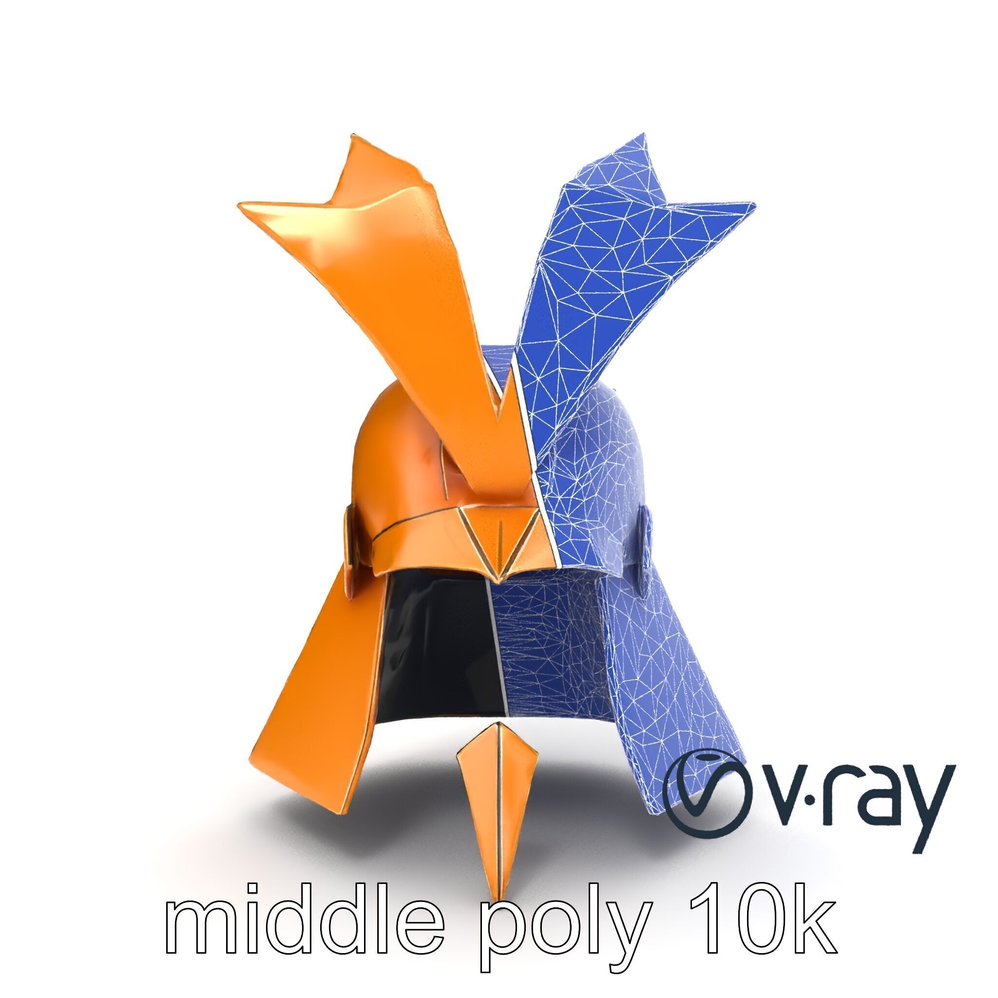 Origami Samurai Helmet Gold and Black model pack Low-poly 3D model_30