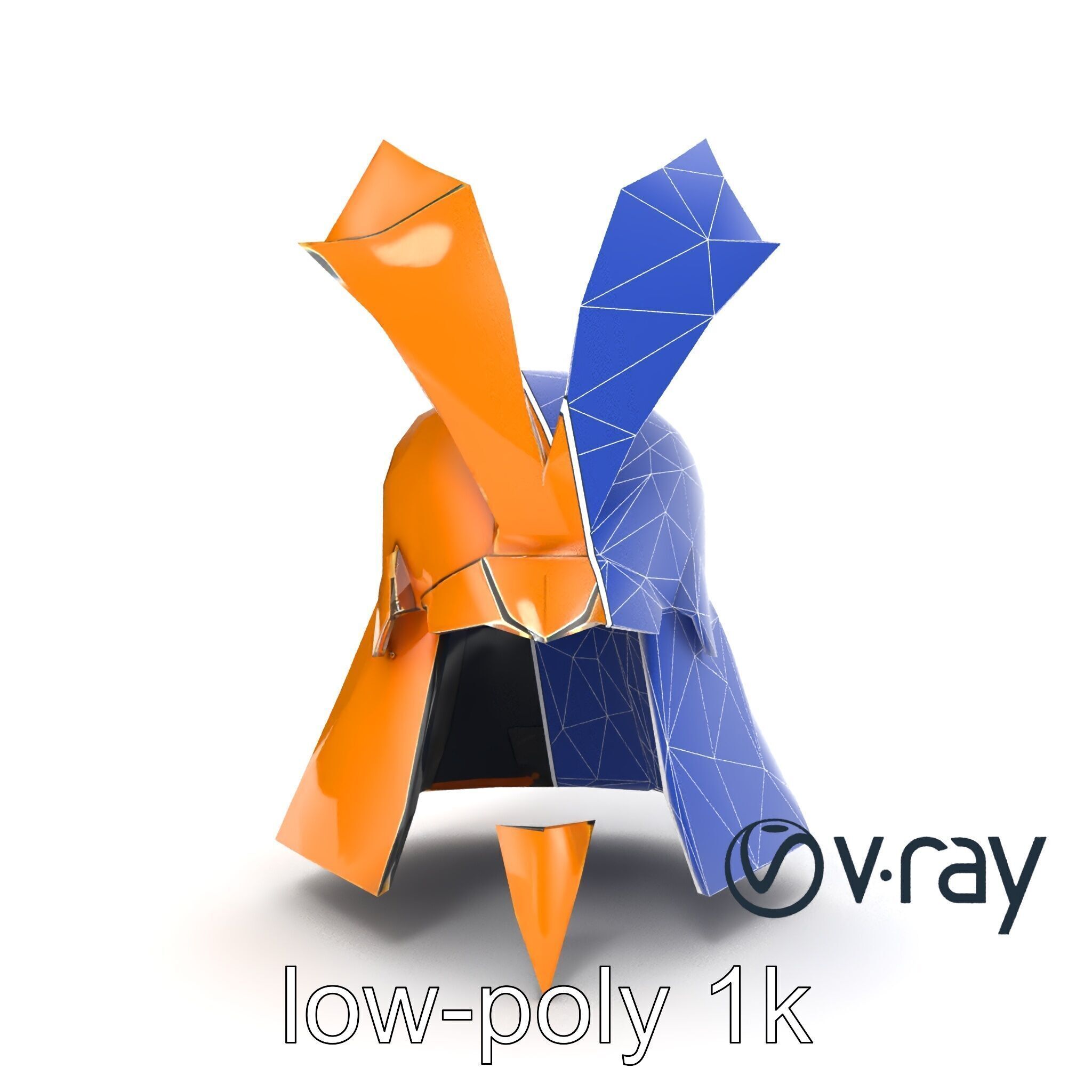 Origami Samurai Helmet Gold and Black model pack Low-poly 3D model_12