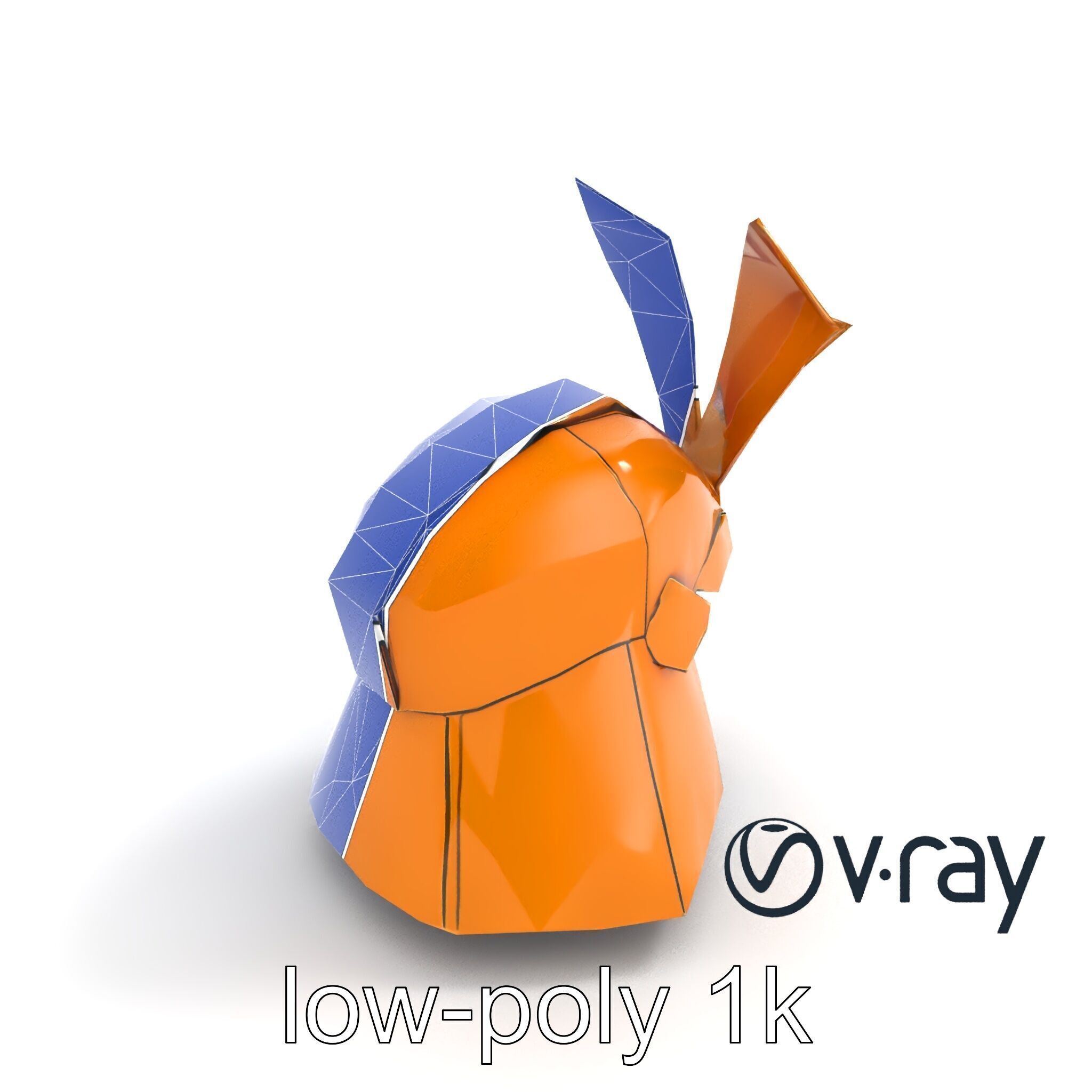 Origami Samurai Helmet Gold and Black model pack Low-poly 3D model_24