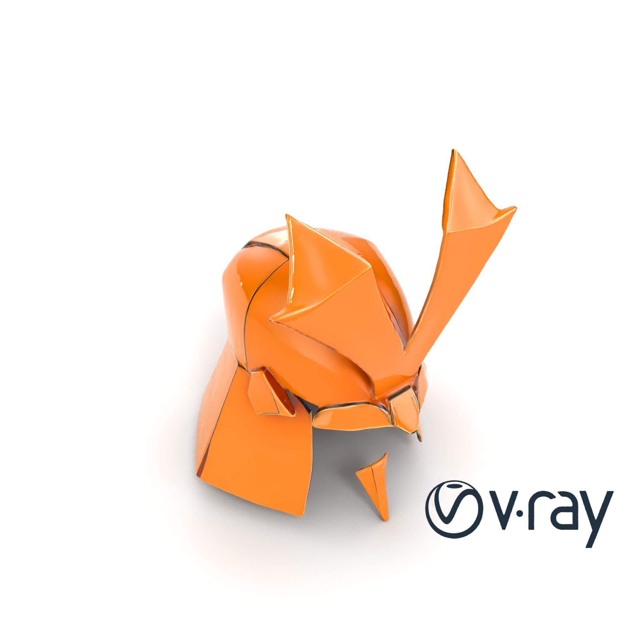 Origami Samurai Helmet Gold and Black model pack Low-poly 3D model_21