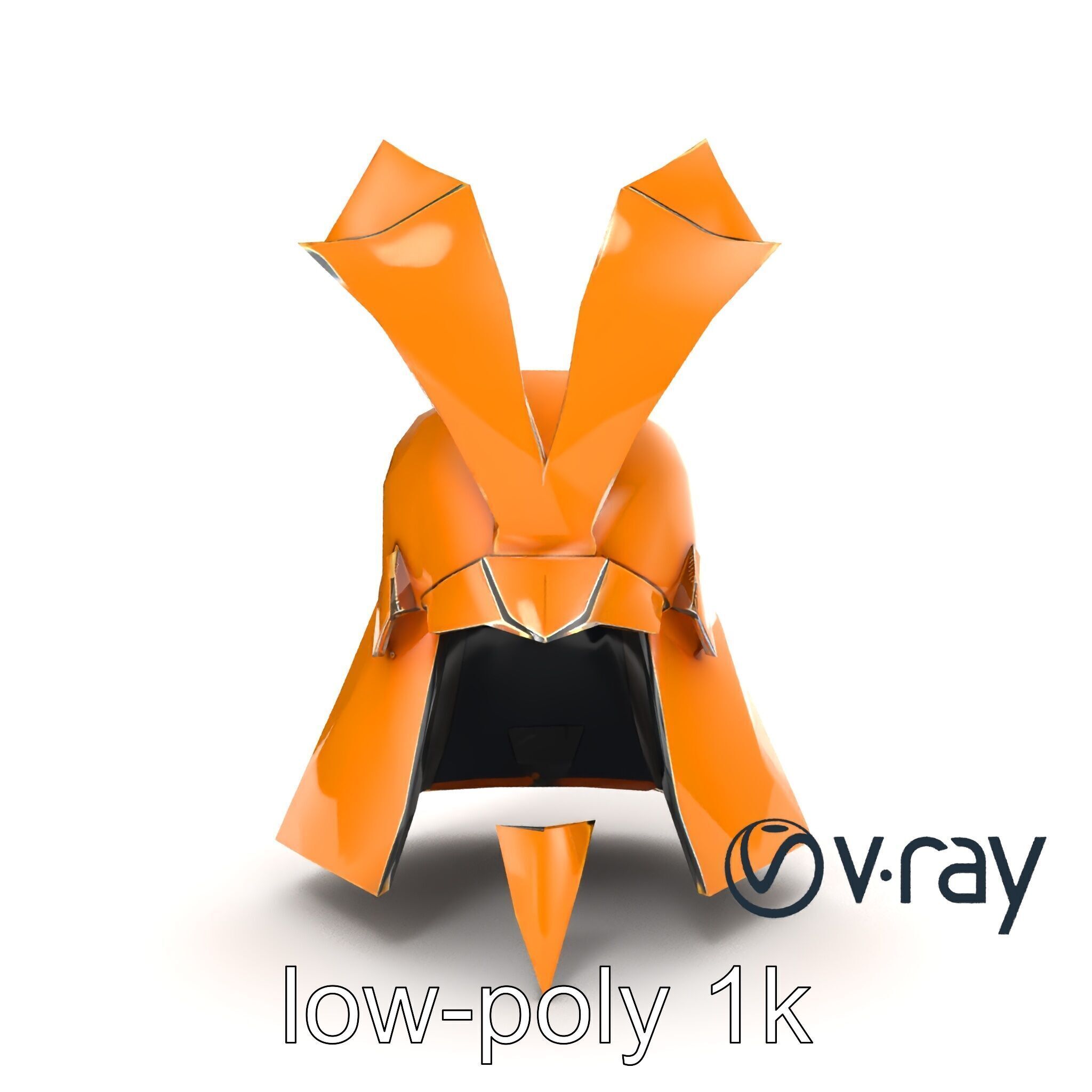 Origami Samurai Helmet Gold and Black model pack Low-poly 3D model_16