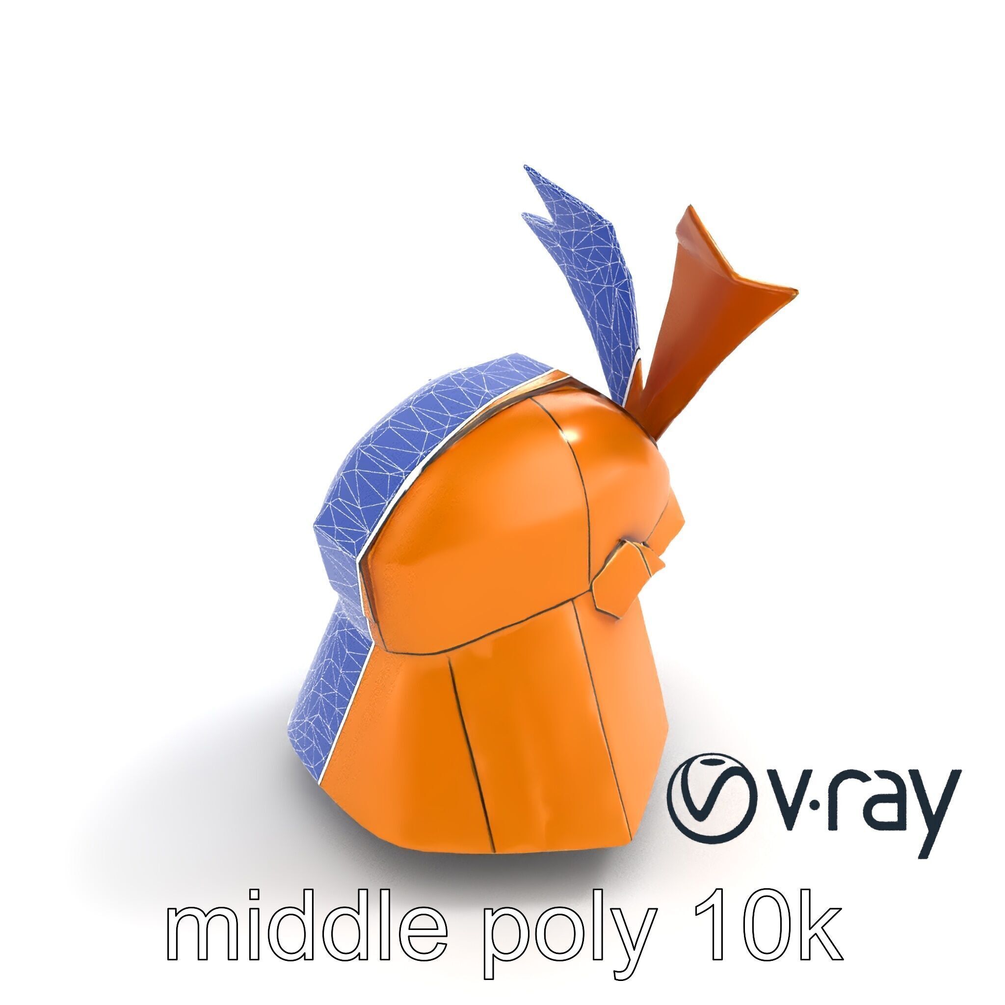 Origami Samurai Helmet Gold and Black model pack Low-poly 3D model_19