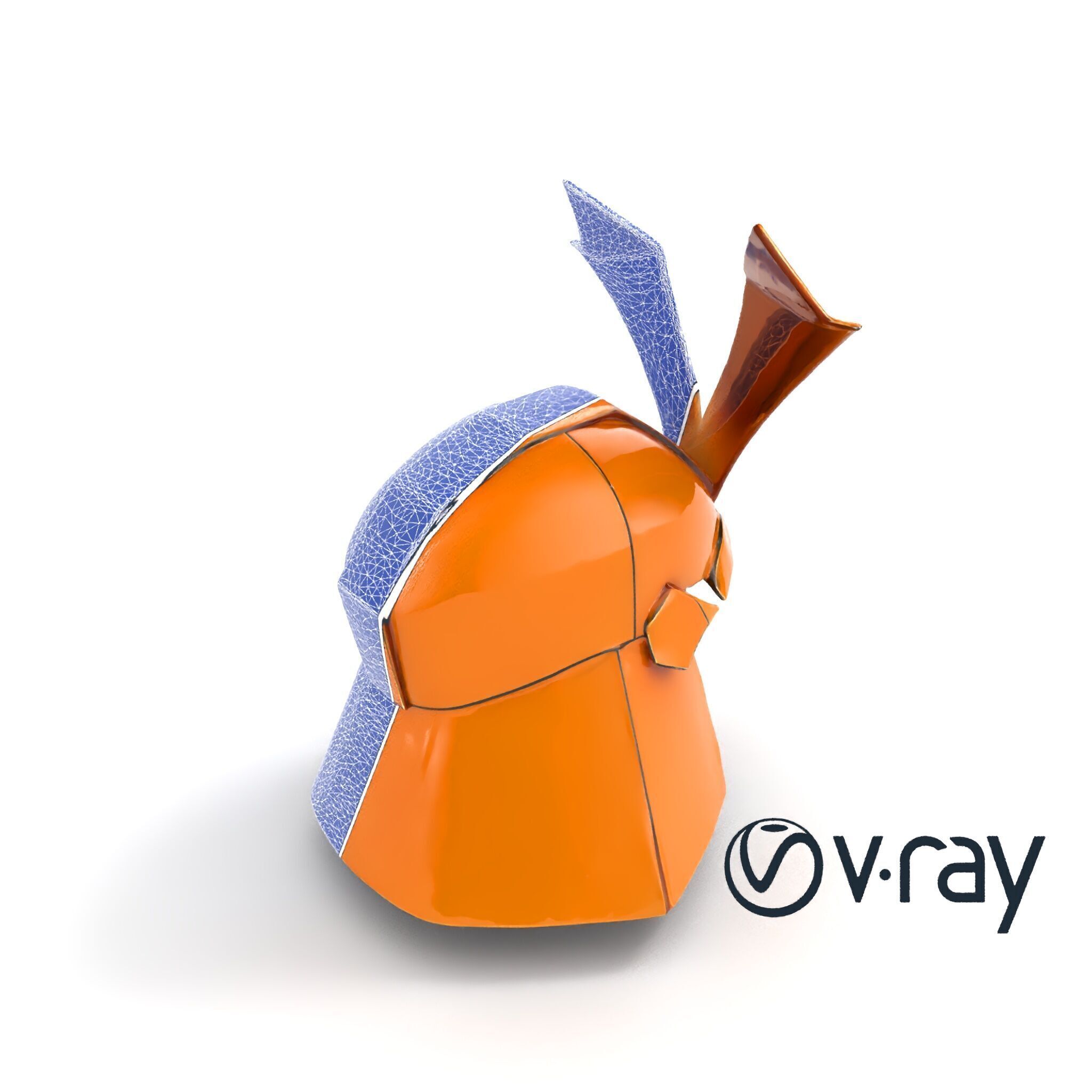 Origami Samurai Helmet Gold and Black model pack Low-poly 3D model_28