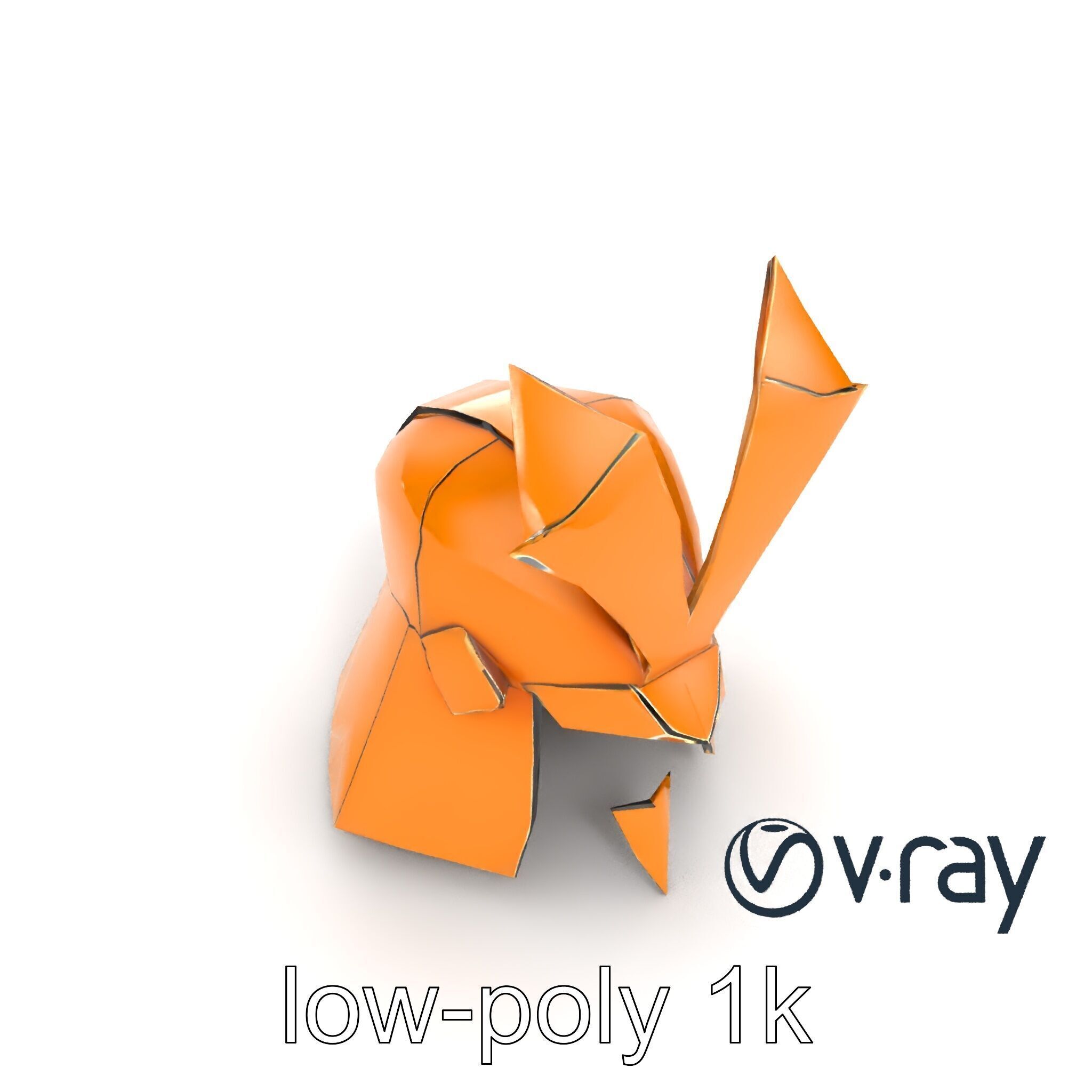 Origami Samurai Helmet Gold and Black model pack Low-poly 3D model_8