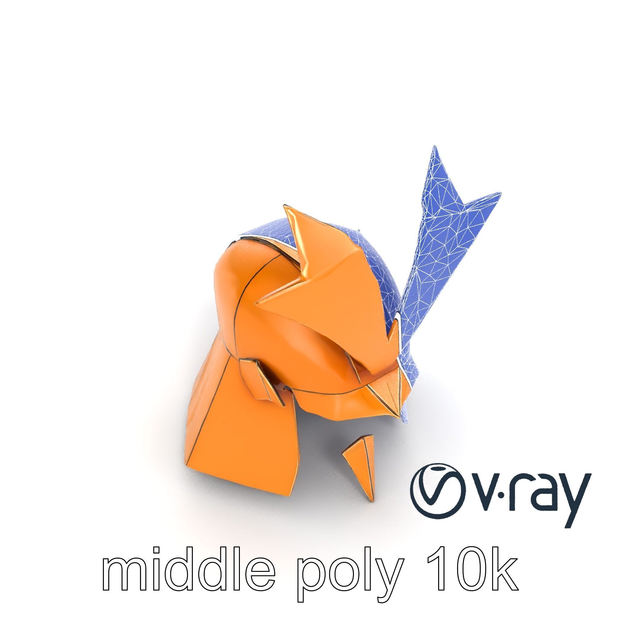 Origami Samurai Helmet Gold and Black model pack Low-poly 3D model_14