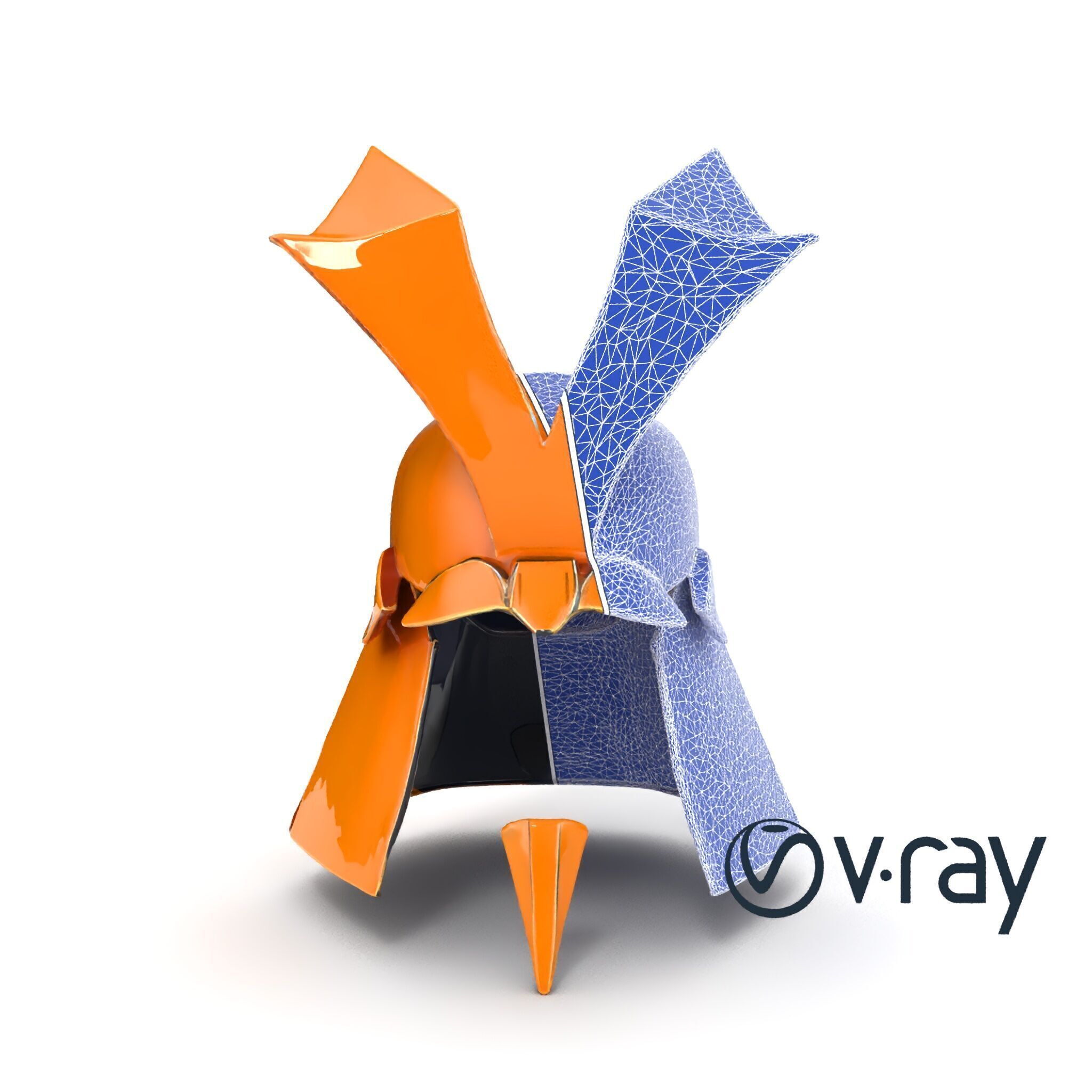 Origami Samurai Helmet Gold and Black model pack Low-poly 3D model_23