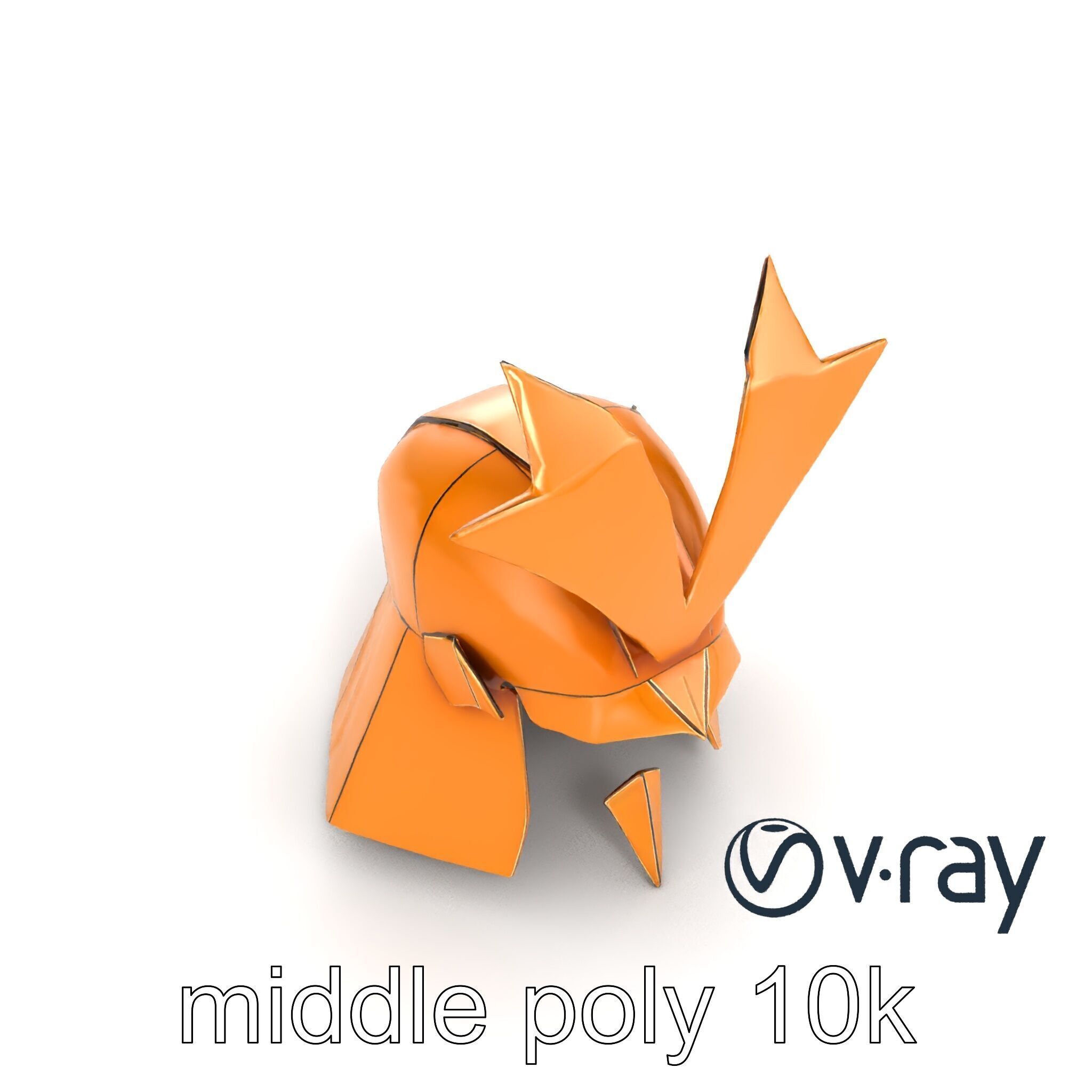 Origami Samurai Helmet Gold and Black model pack Low-poly 3D model_7