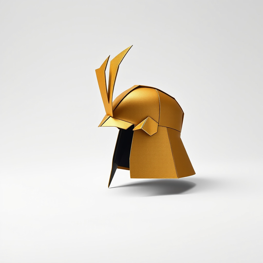 Origami Samurai Helmet Gold and Black model pack Low-poly 3D model_3