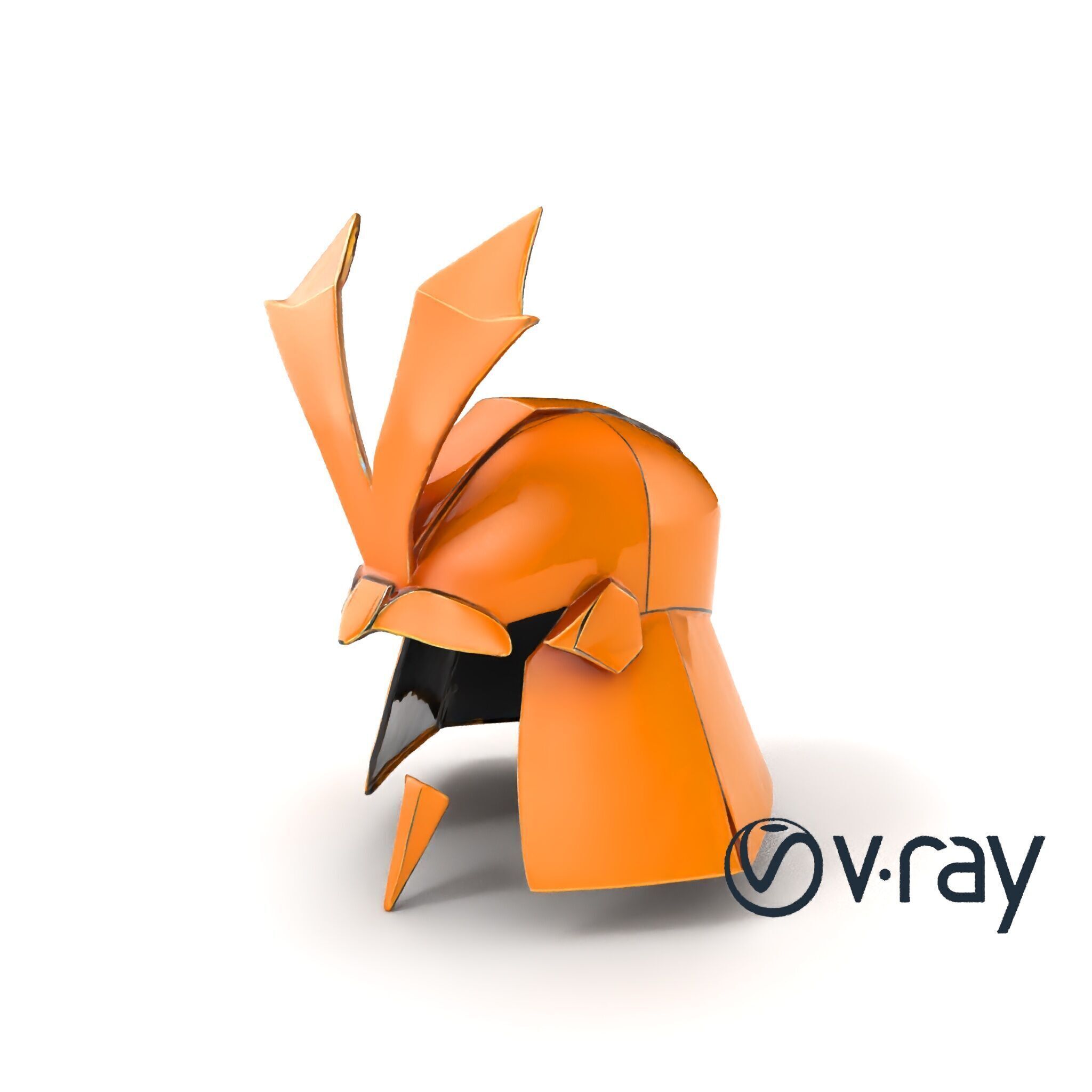 Origami Samurai Helmet Gold and Black model pack Low-poly 3D model_6