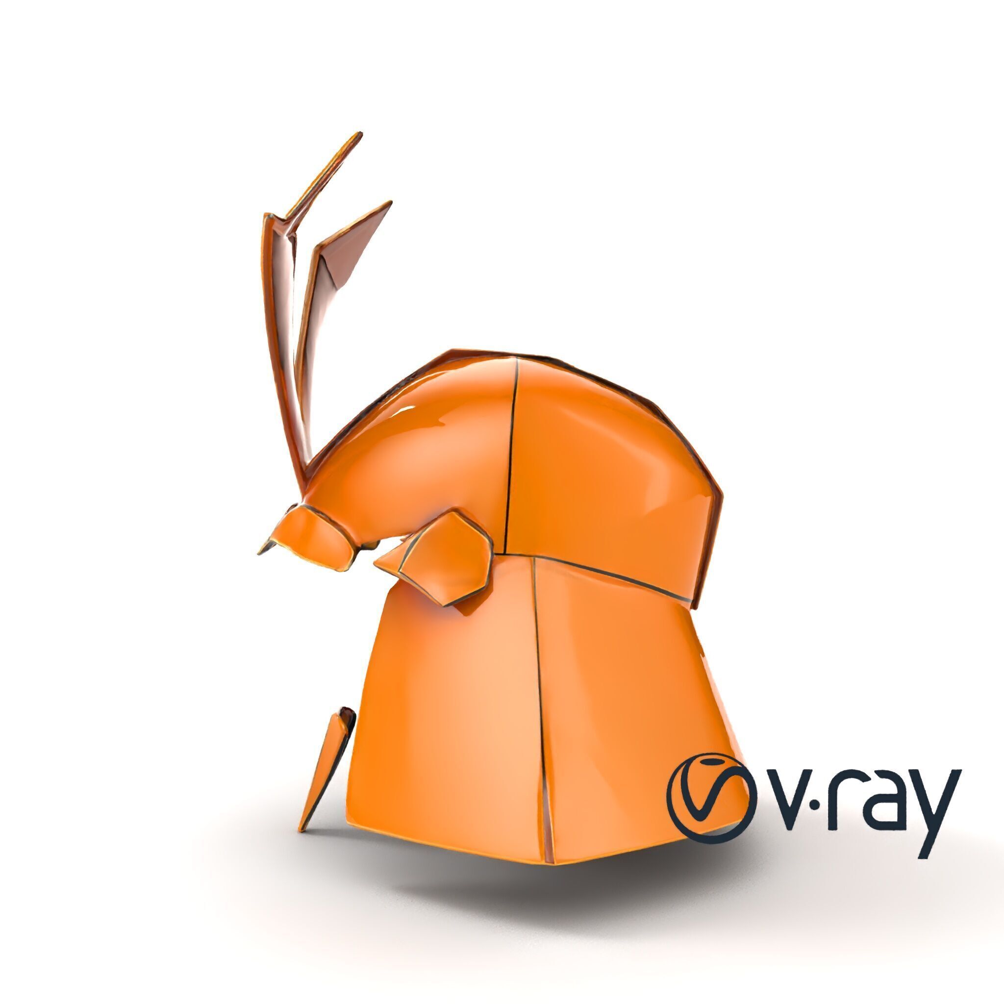 Origami Samurai Helmet Gold and Black model pack Low-poly 3D model_11