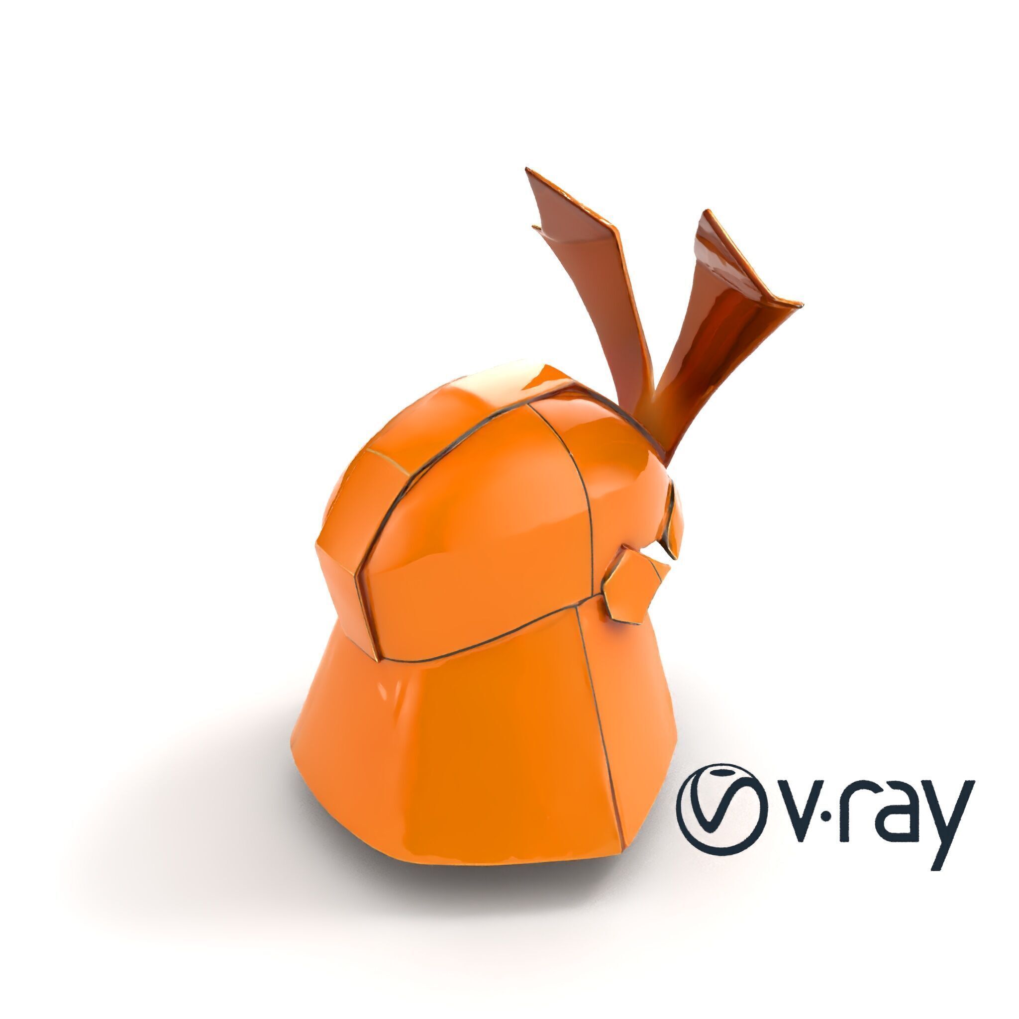 Origami Samurai Helmet Gold and Black model pack Low-poly 3D model_13