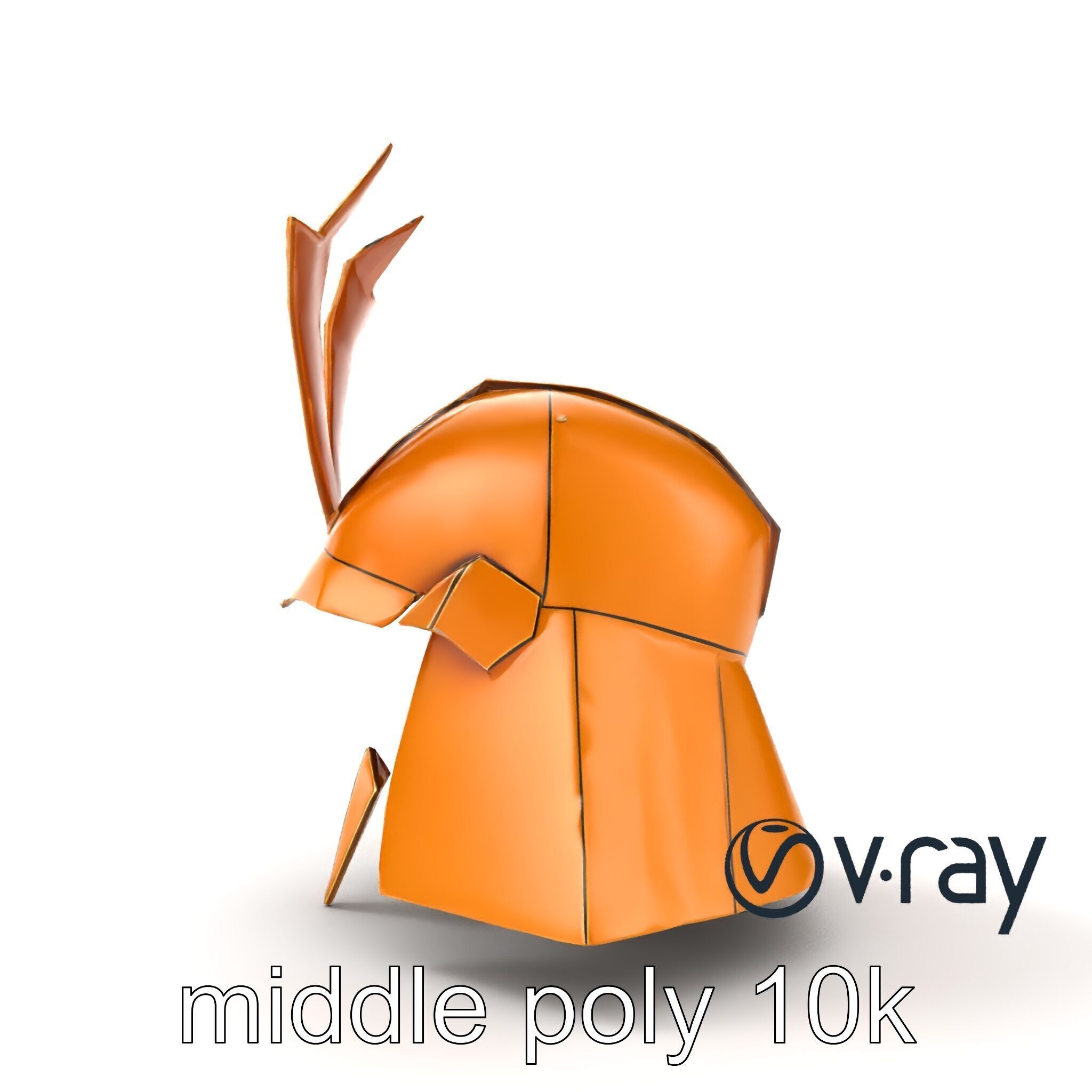 Origami Samurai Helmet Gold and Black model pack Low-poly 3D model_25