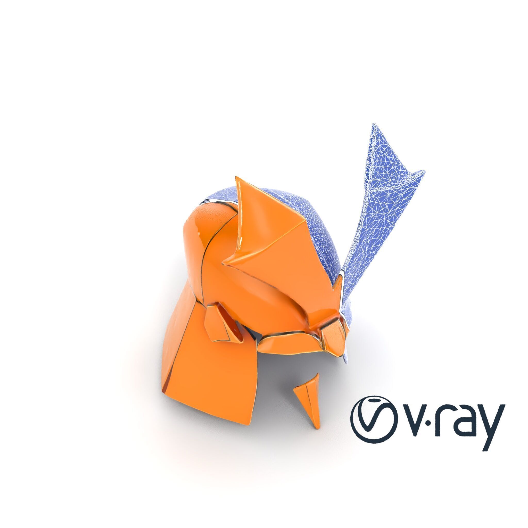 Origami Samurai Helmet Gold and Black model pack Low-poly 3D model_26