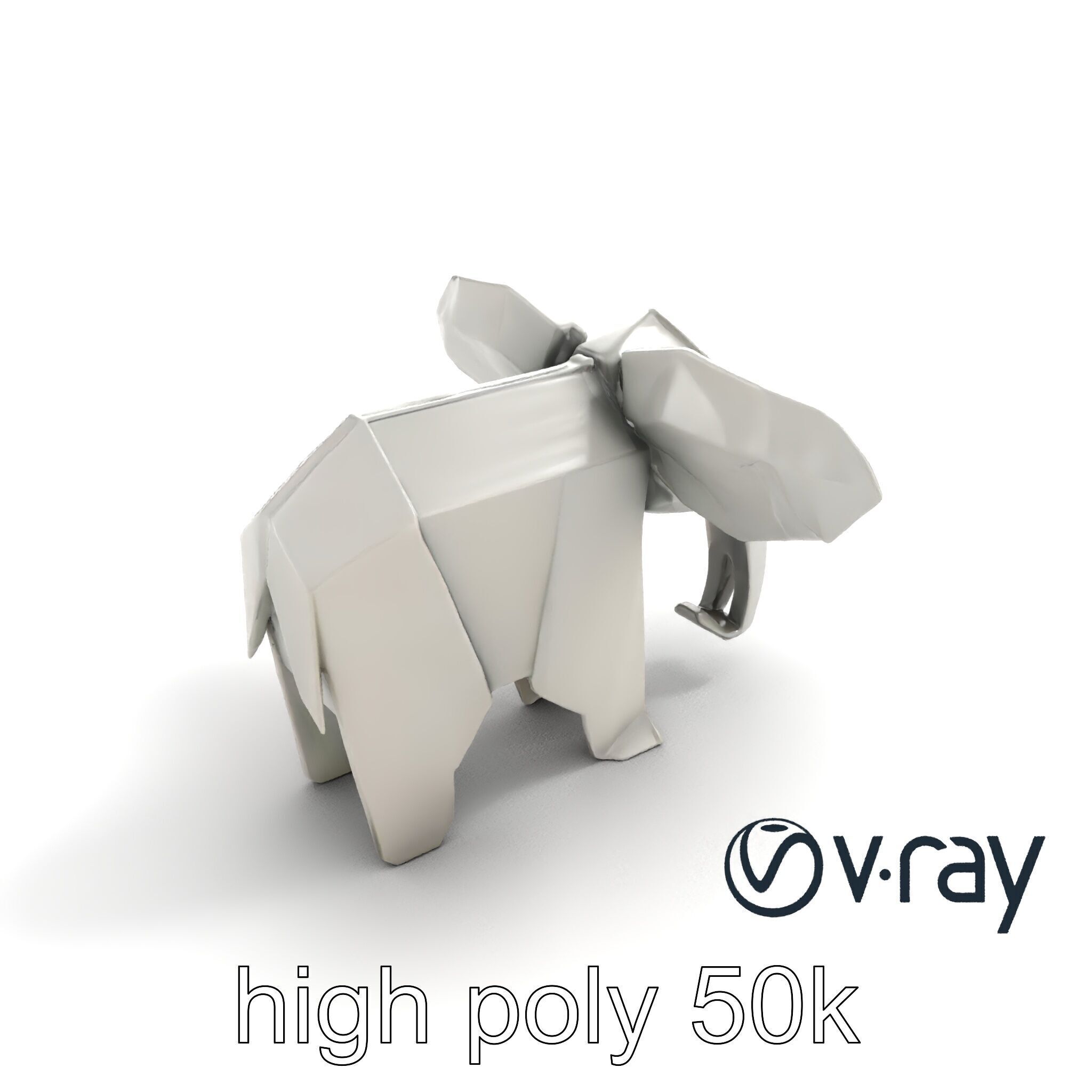 Origami Elephant Sculpture model pack Low-poly 3D model_9