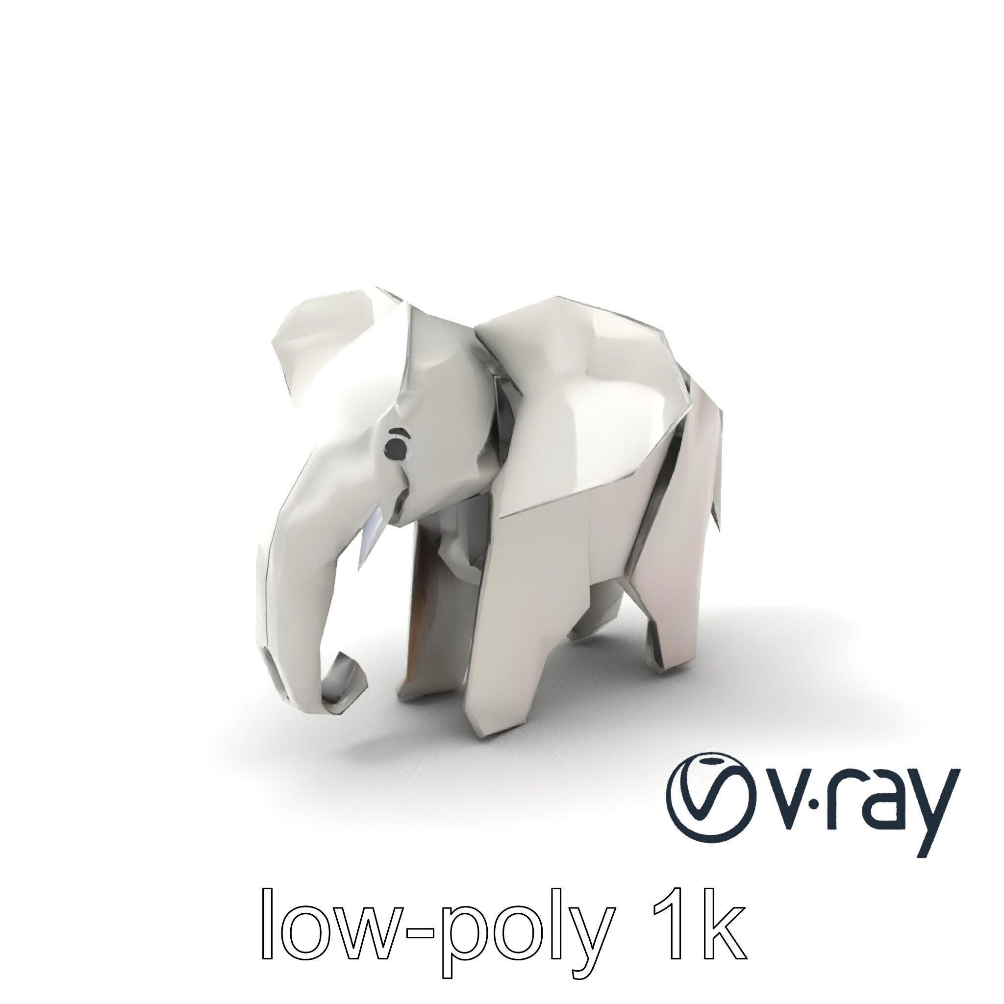 Origami Elephant Sculpture model pack Low-poly 3D model_2