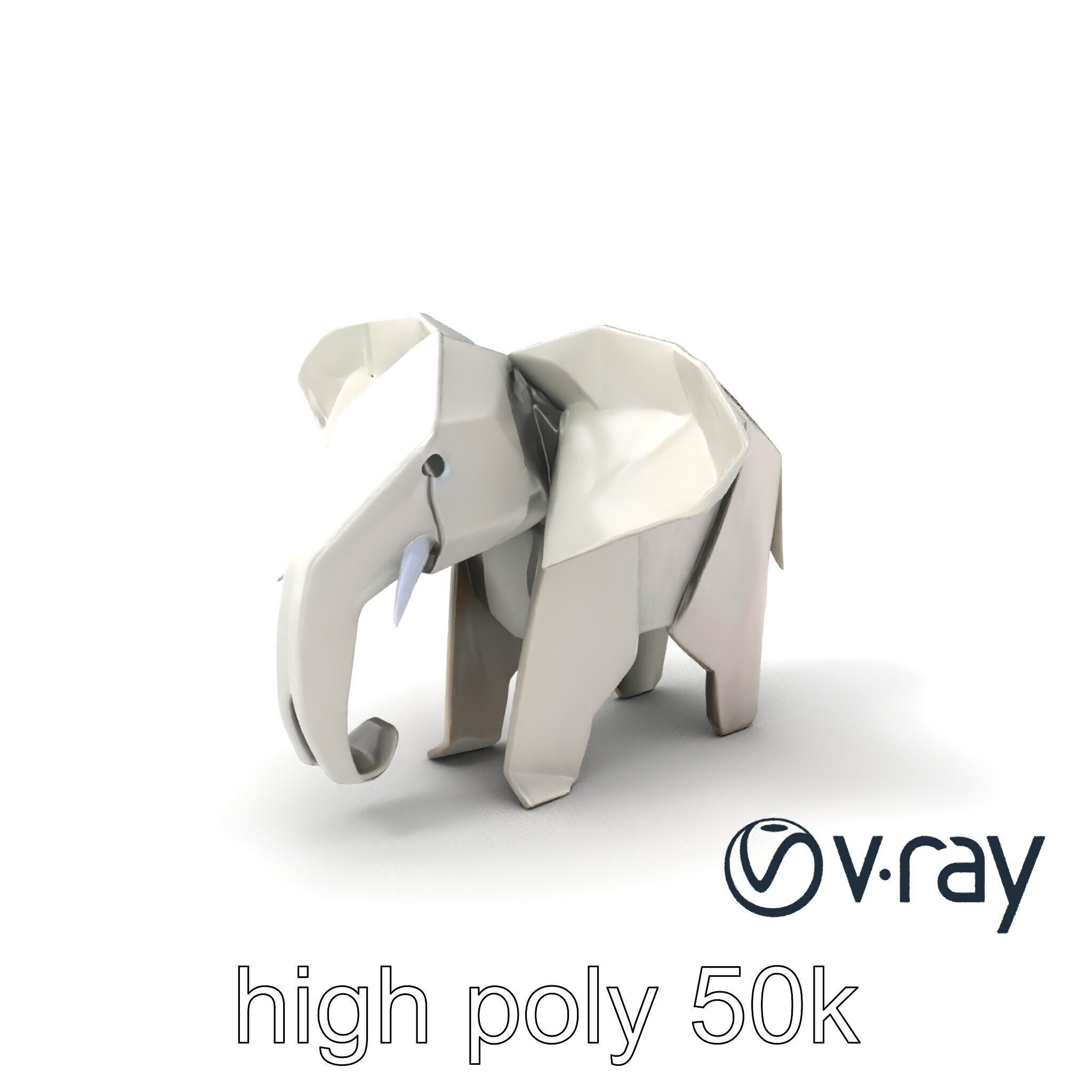 Origami Elephant Sculpture model pack Low-poly 3D model_6