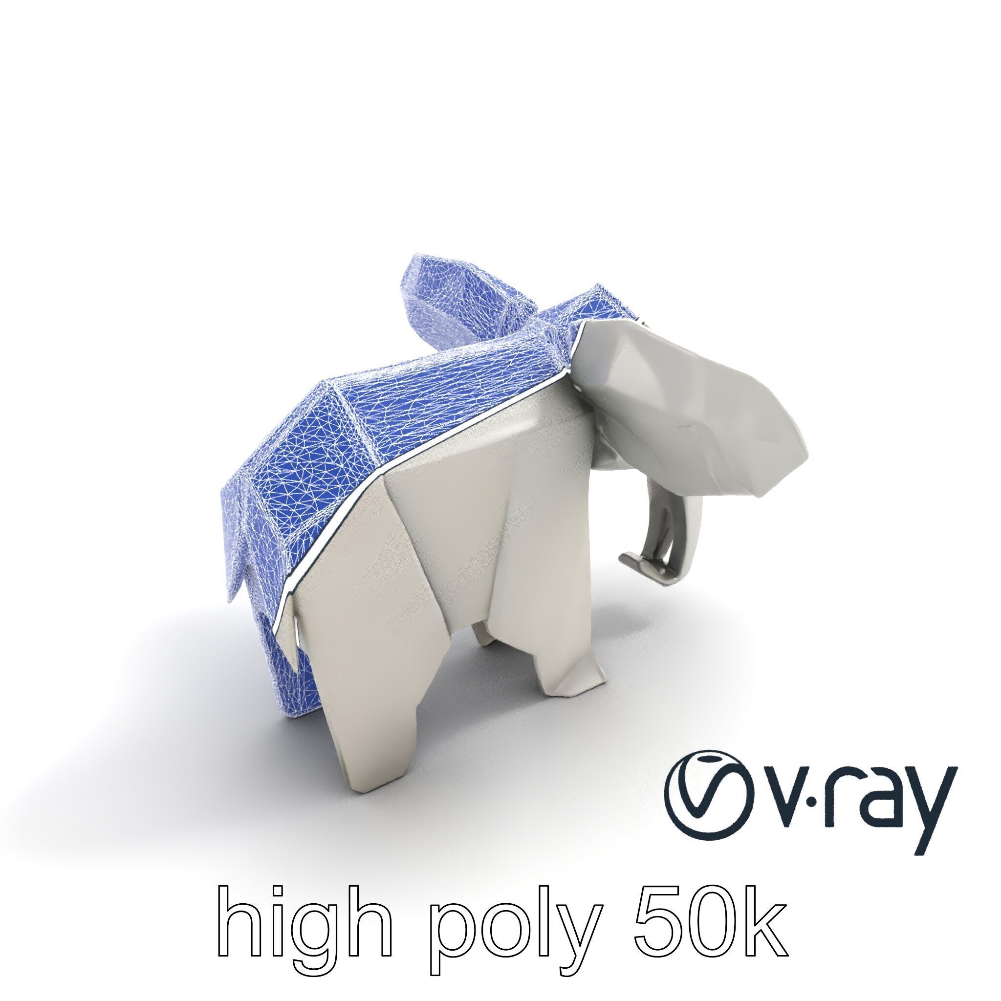 Origami Elephant Sculpture model pack Low-poly 3D model_16