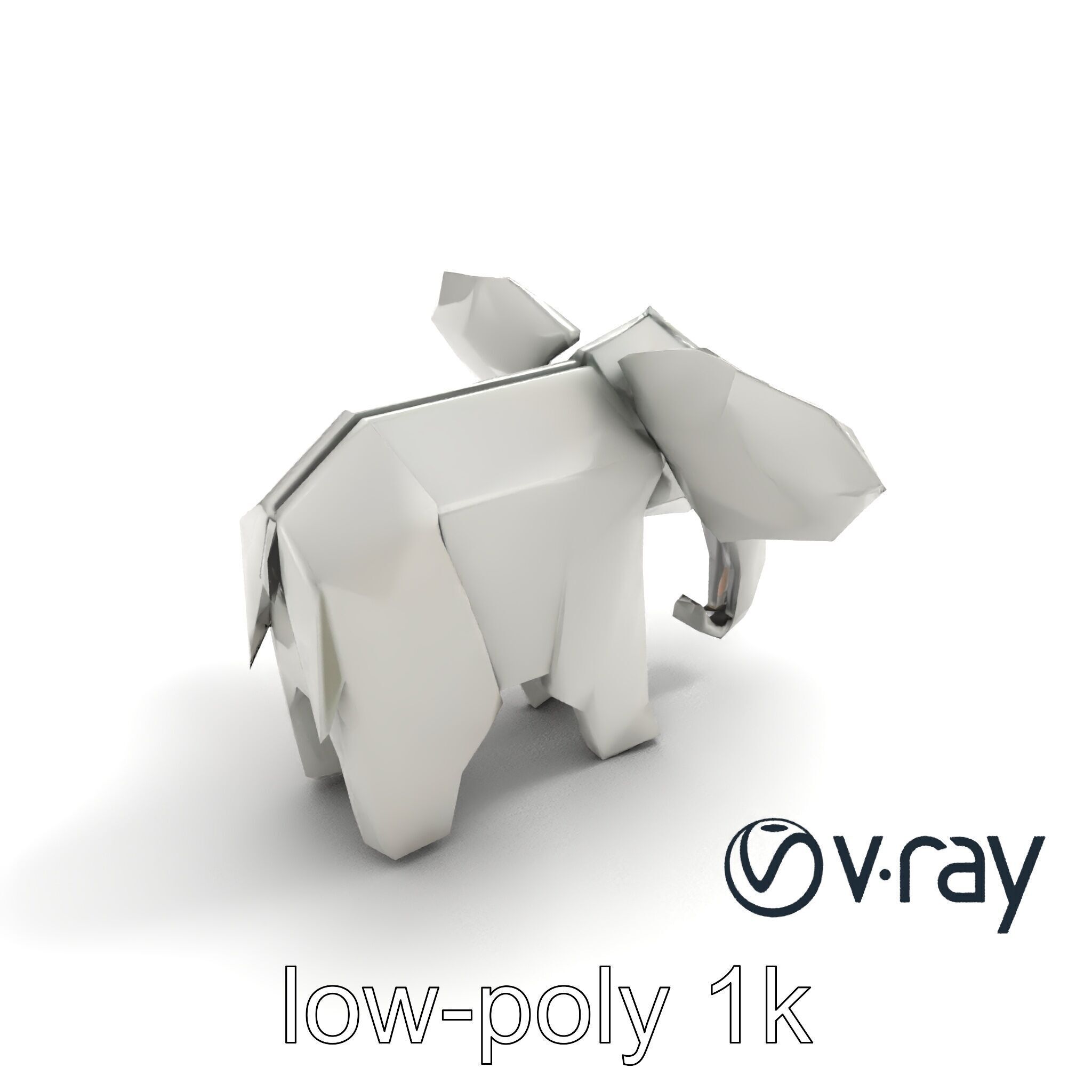 Origami Elephant Sculpture model pack Low-poly 3D model_8