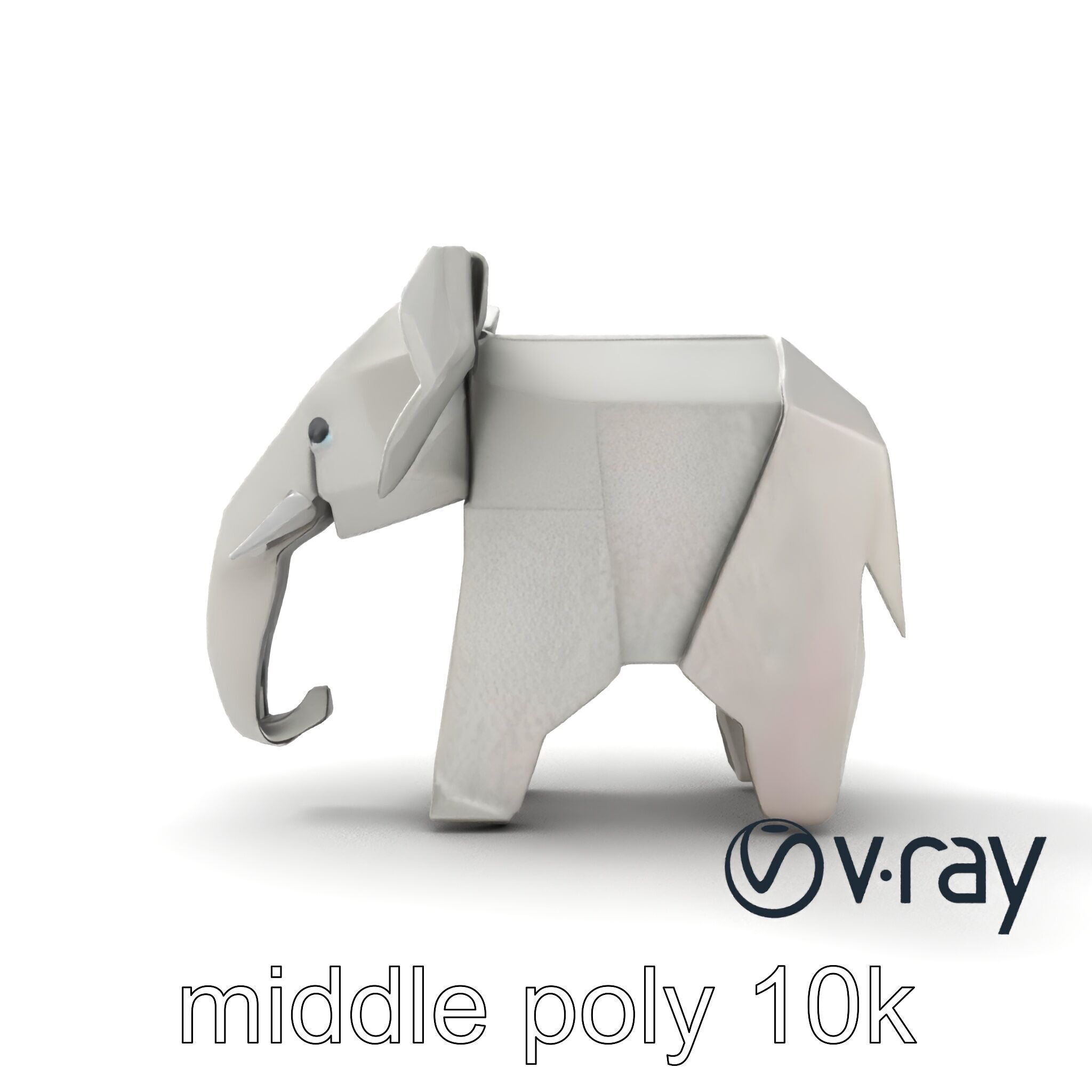 Origami Elephant Sculpture model pack Low-poly 3D model_10