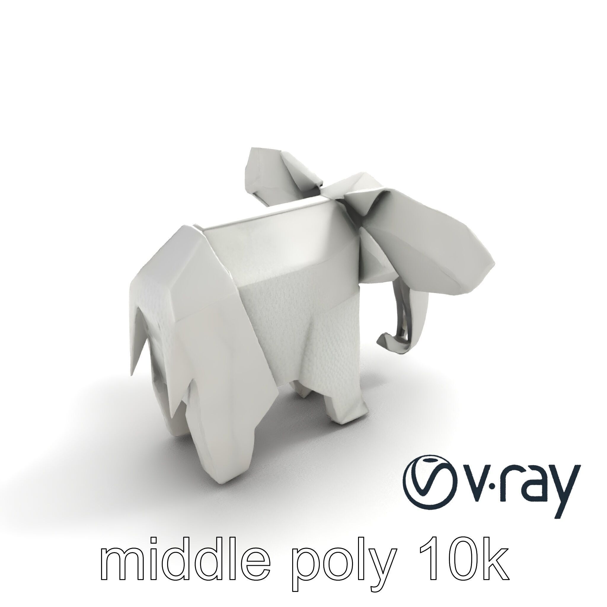 Origami Elephant Sculpture model pack Low-poly 3D model_4