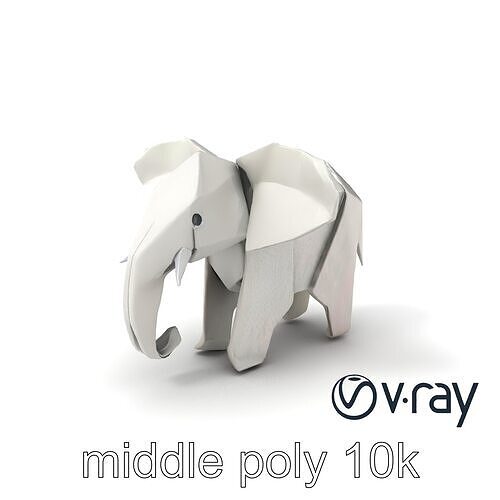 Origami Elephant Sculpture model pack Low-poly 3D model