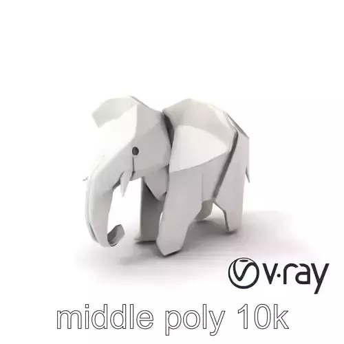 Origami Elephant Sculpture model pack Low-poly 3D model
