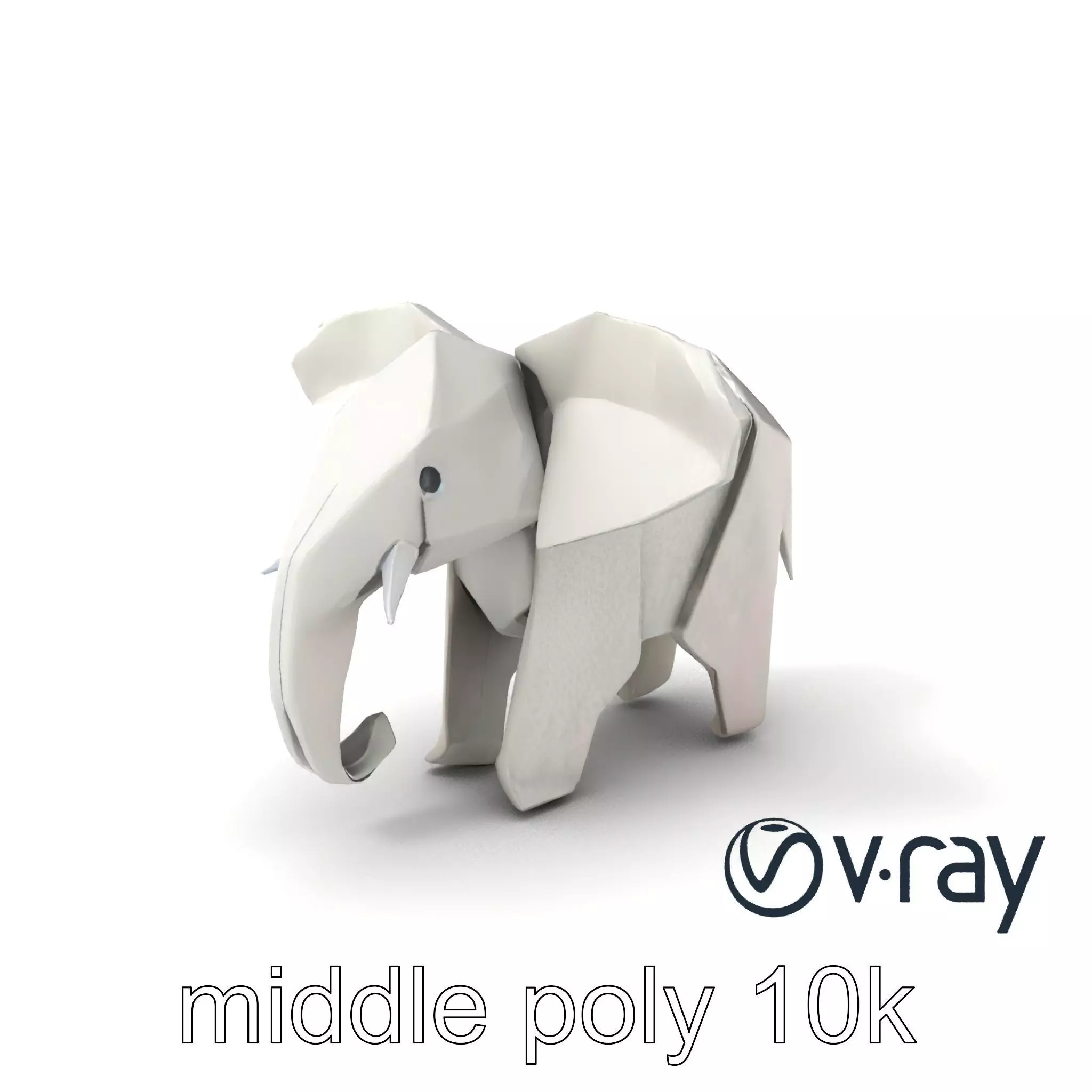 Origami Elephant Sculpture model pack Low-poly 3D model_0