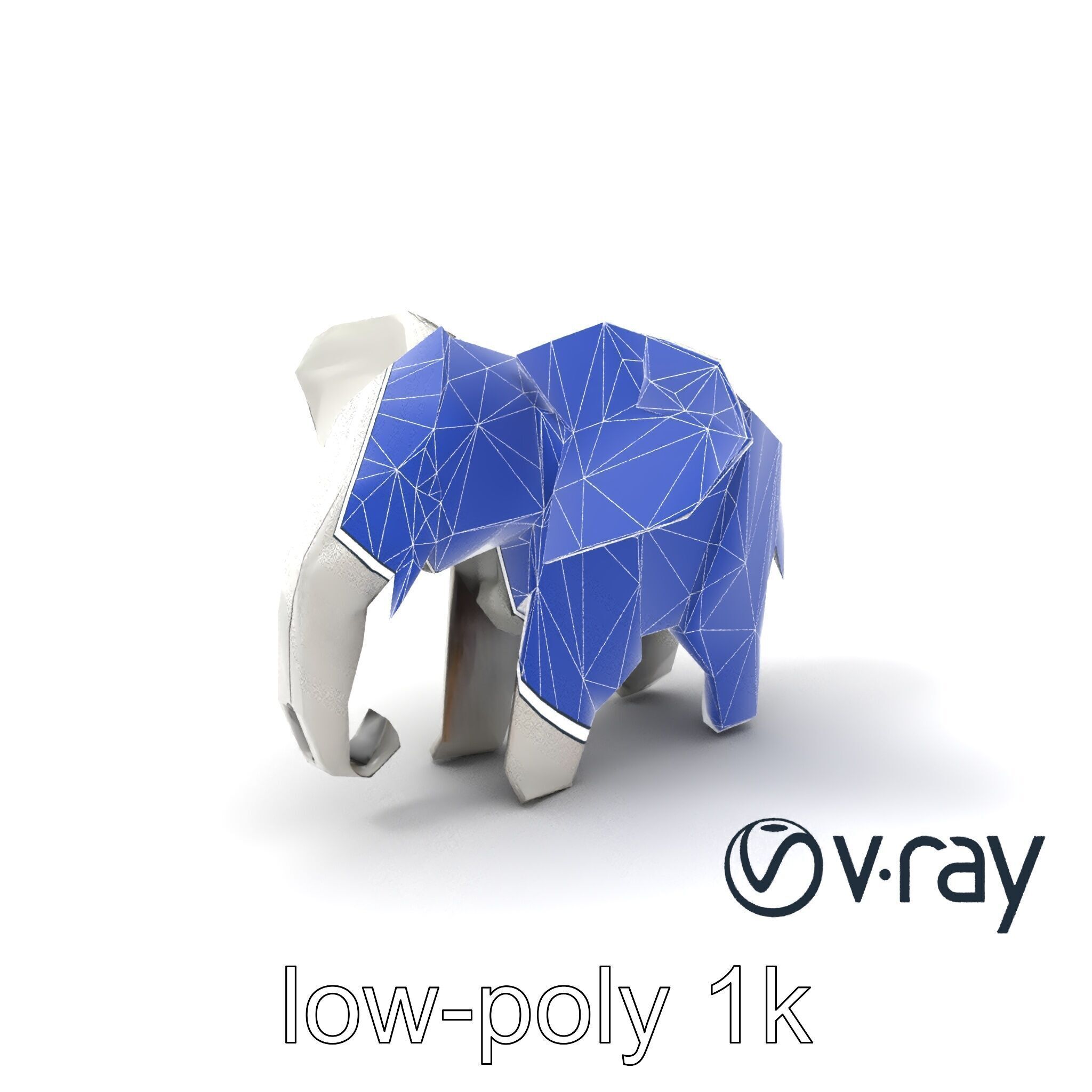 Origami Elephant Sculpture model pack Low-poly 3D model_5