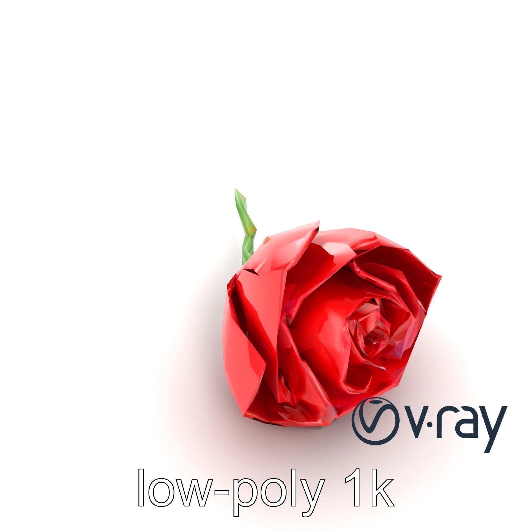 Origami Rose Floral Sculpture model pack Low-poly 3D model_8