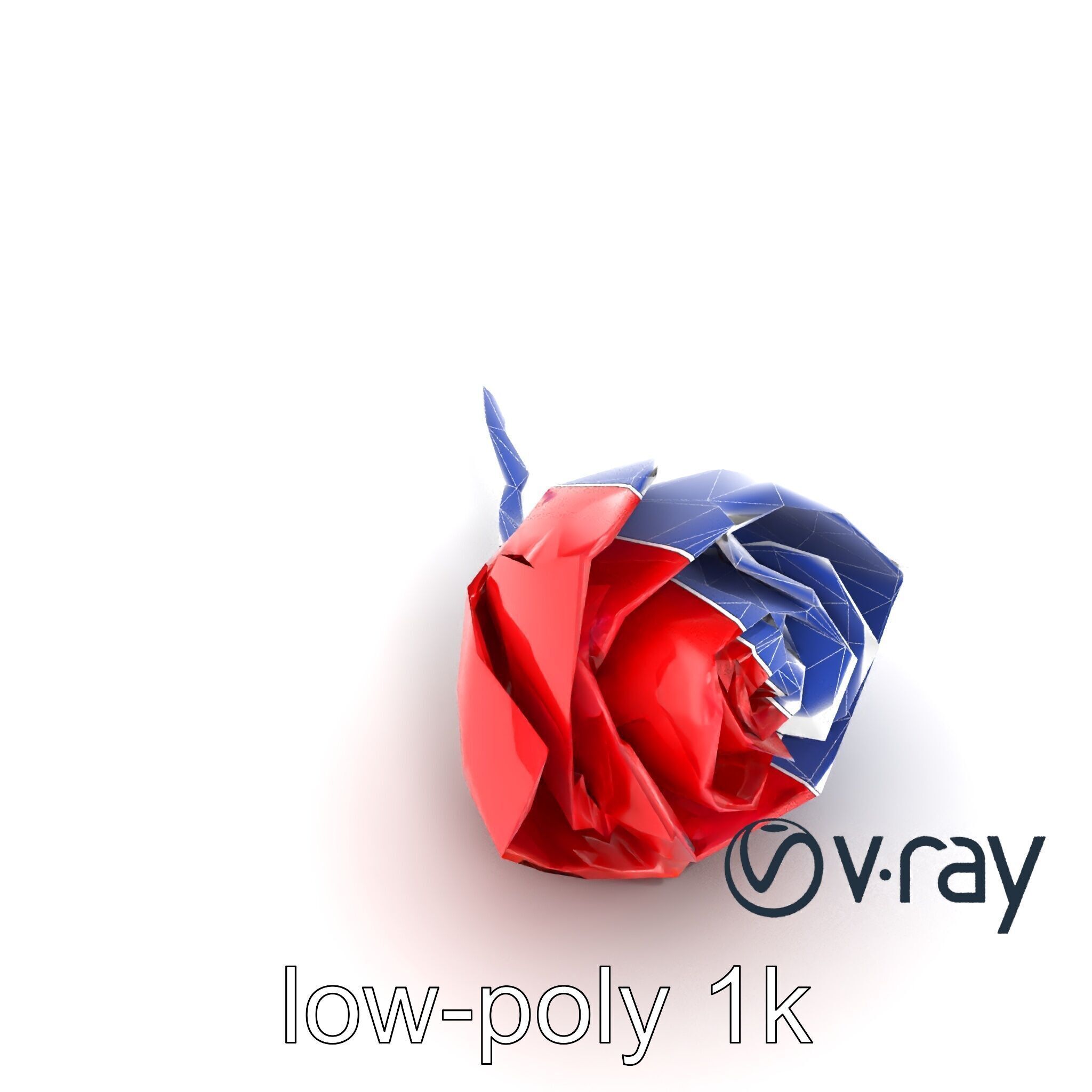 Origami Rose Floral Sculpture model pack Low-poly 3D model_19