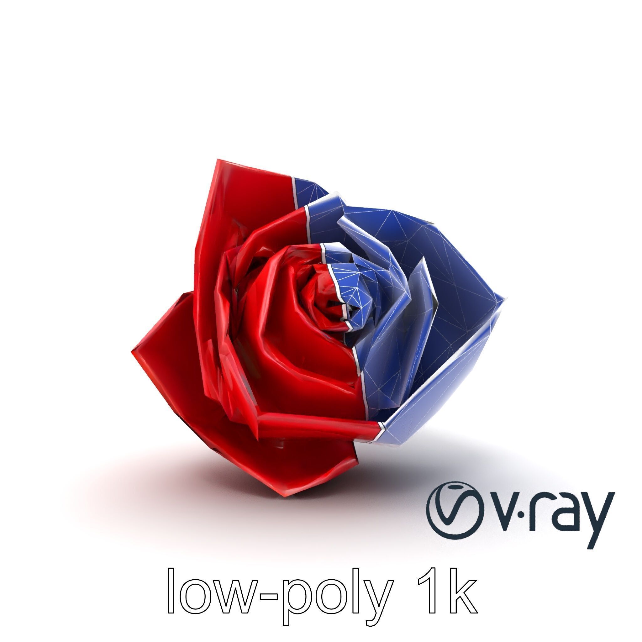 Origami Rose Floral Sculpture model pack Low-poly 3D model_21