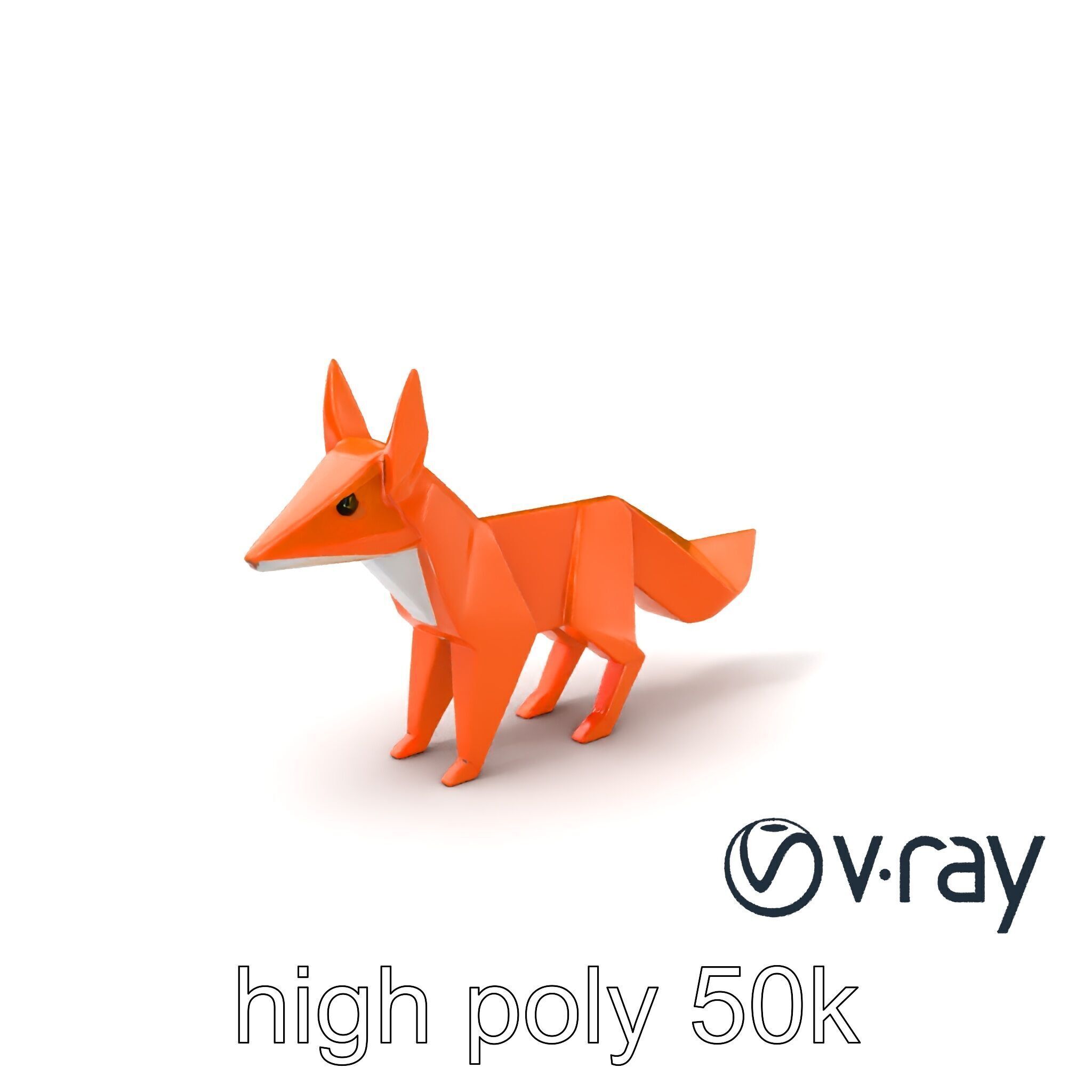 Charming Origami Fox model pack Low-poly 3D model_6