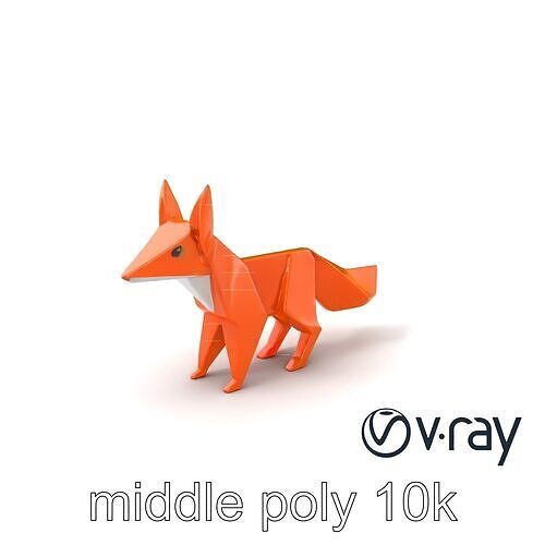 Charming Origami Fox model pack Low-poly 3D model