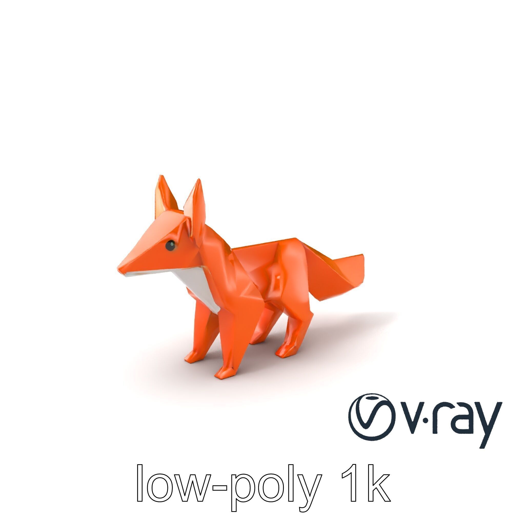 Charming Origami Fox model pack Low-poly 3D model_2