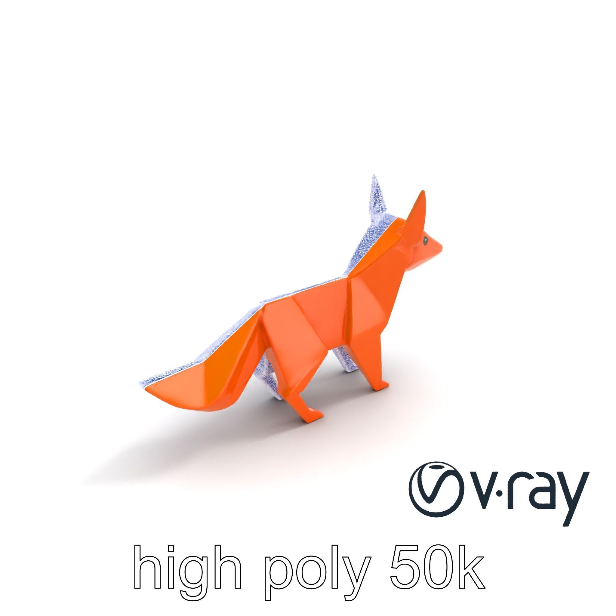 Charming Origami Fox model pack Low-poly 3D model_12
