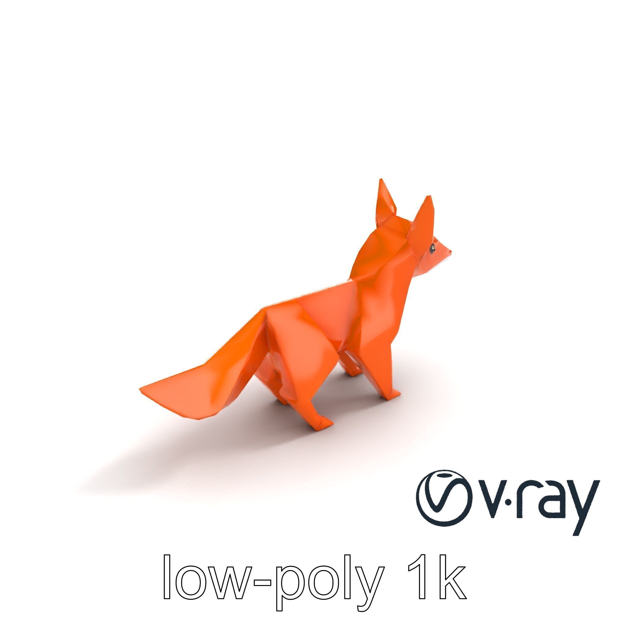 Charming Origami Fox model pack Low-poly 3D model_8