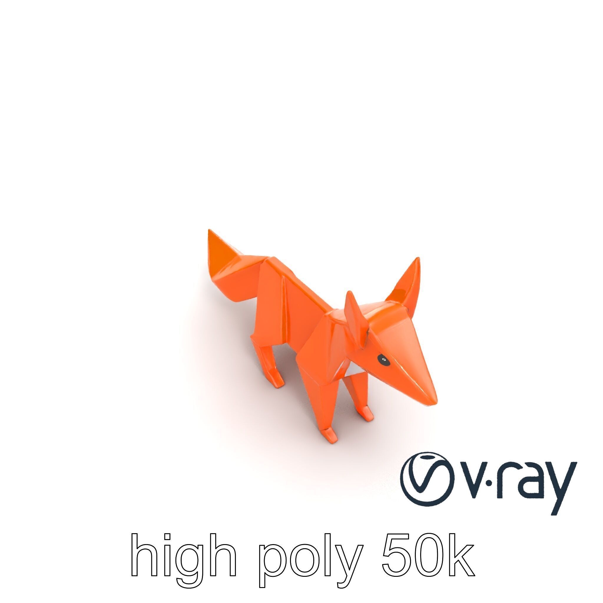 Charming Origami Fox model pack Low-poly 3D model_28