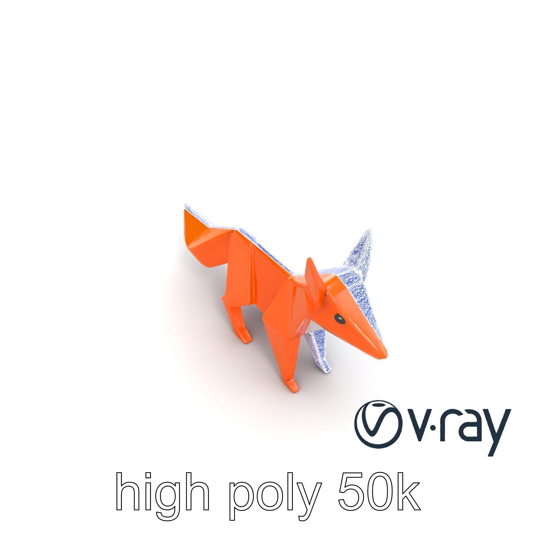 Charming Origami Fox model pack Low-poly 3D model_14