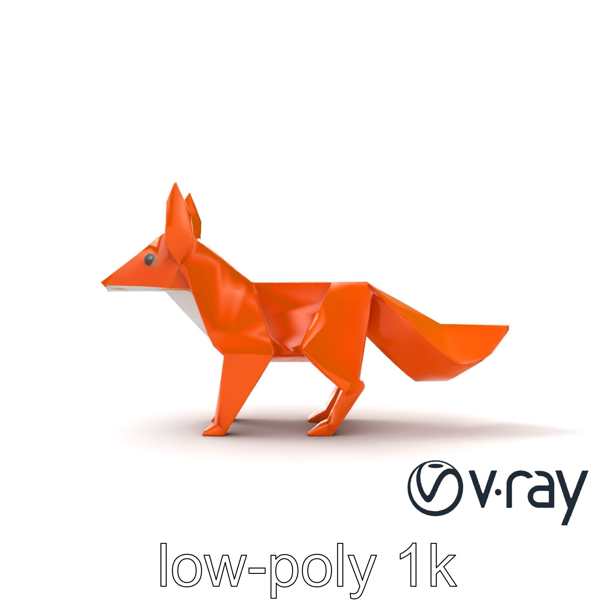 Charming Origami Fox model pack Low-poly 3D model_29