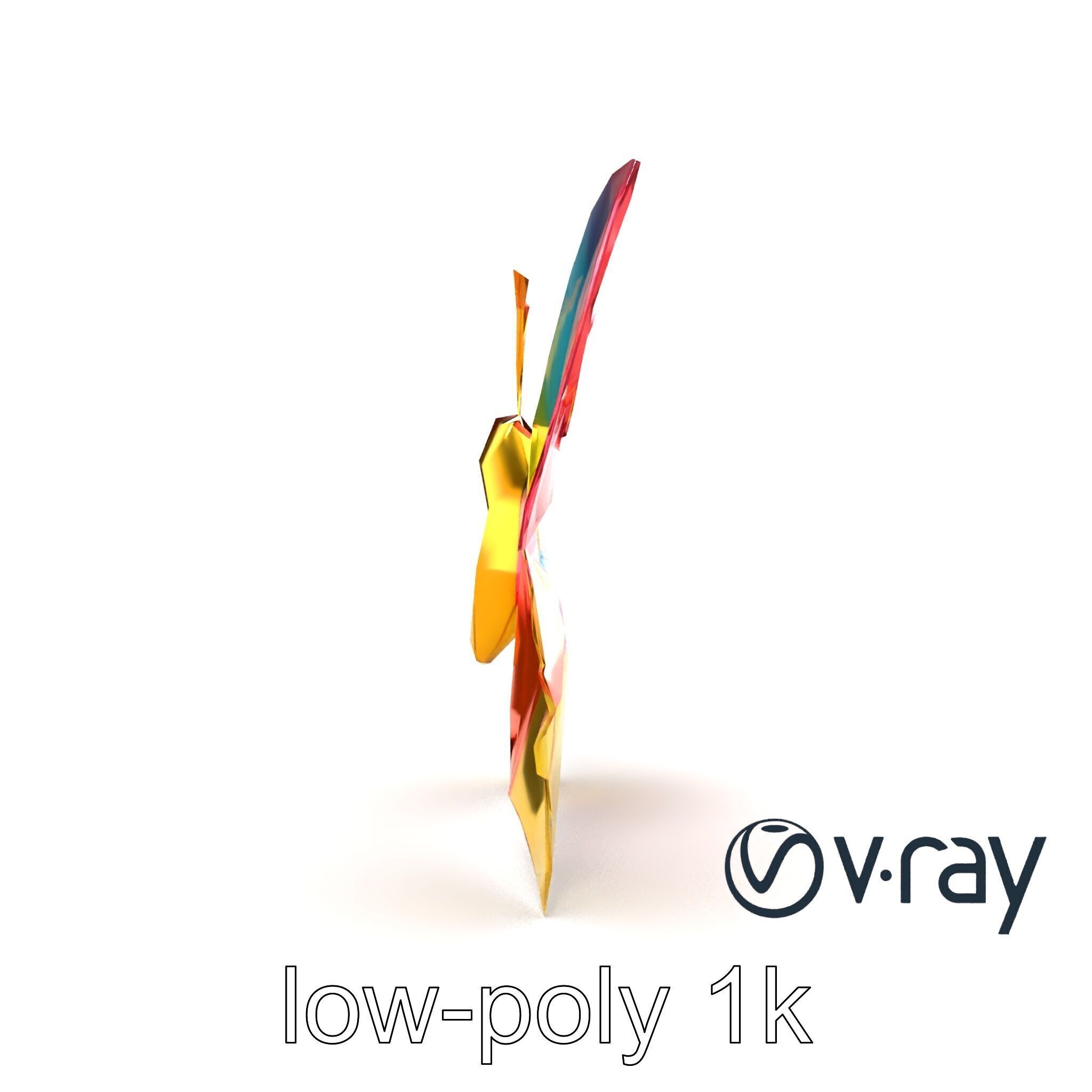 Colorful Origami Butterfly Sculpture model pack Low-poly 3D model_14